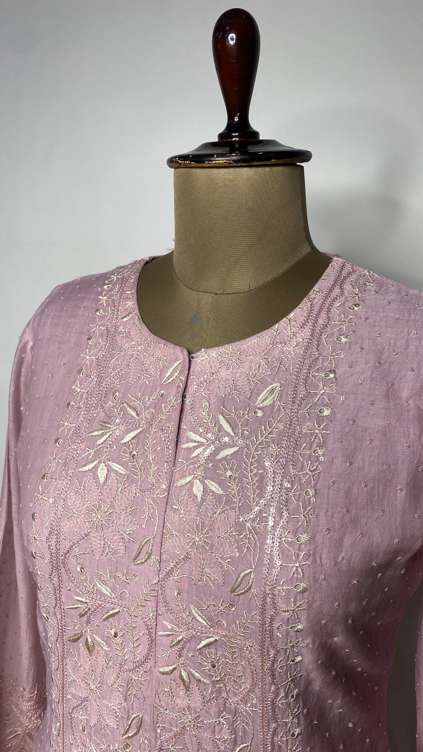 Mauve Pink Sequin & Chikankari Co-ord Set