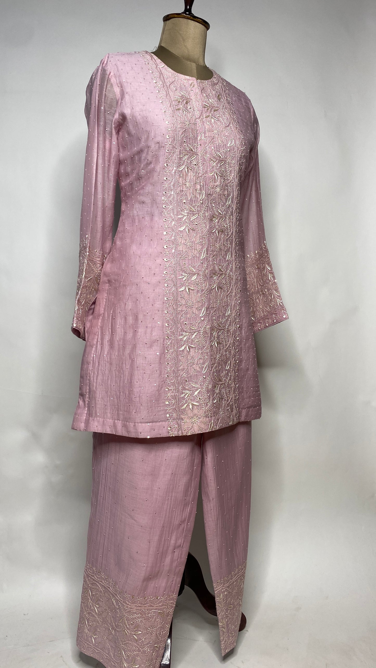 Mauve Pink Sequin & Chikankari Co-ord Set