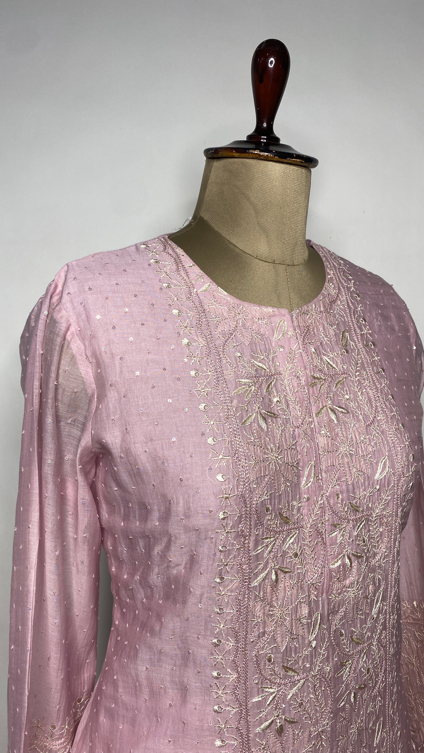 Mauve Pink Sequin & Chikankari Co-ord Set