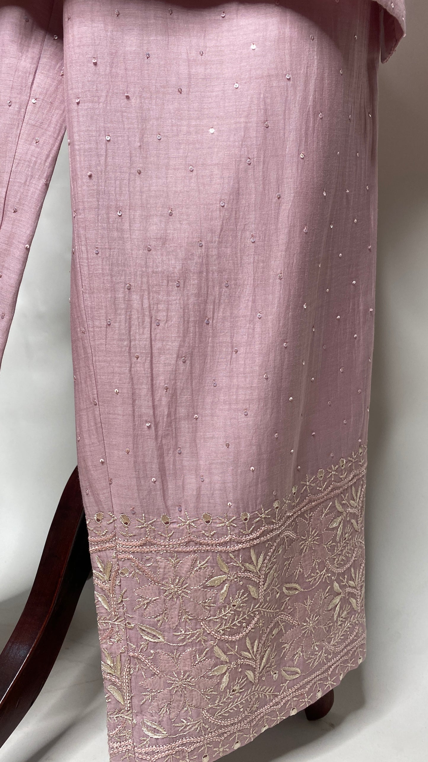 Mauve Pink Sequin & Chikankari Co-ord Set