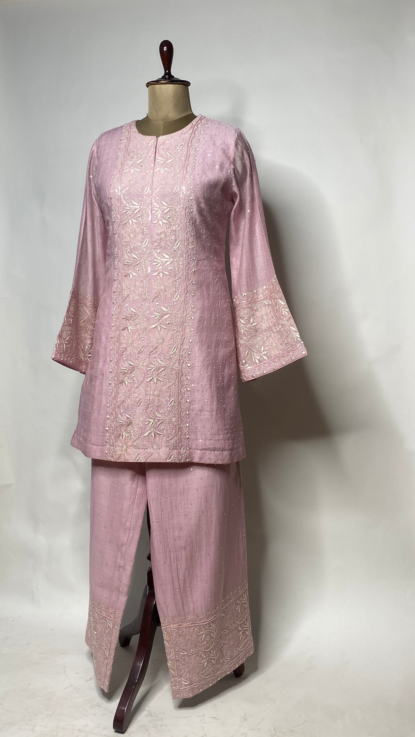 Mauve Pink Sequin & Chikankari Co-ord Set