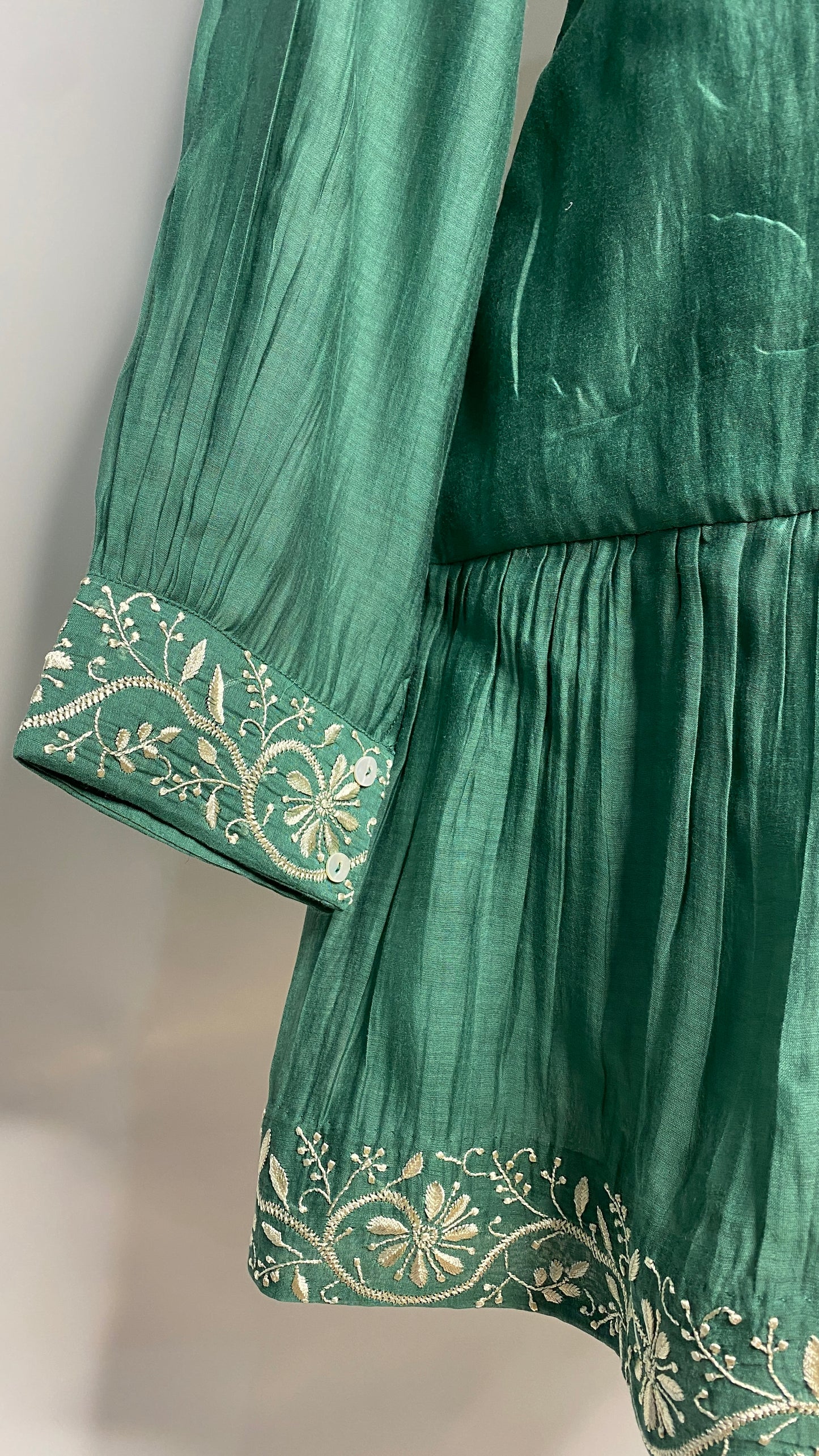 Bottle Green A-Line Chikankari Skater Dress