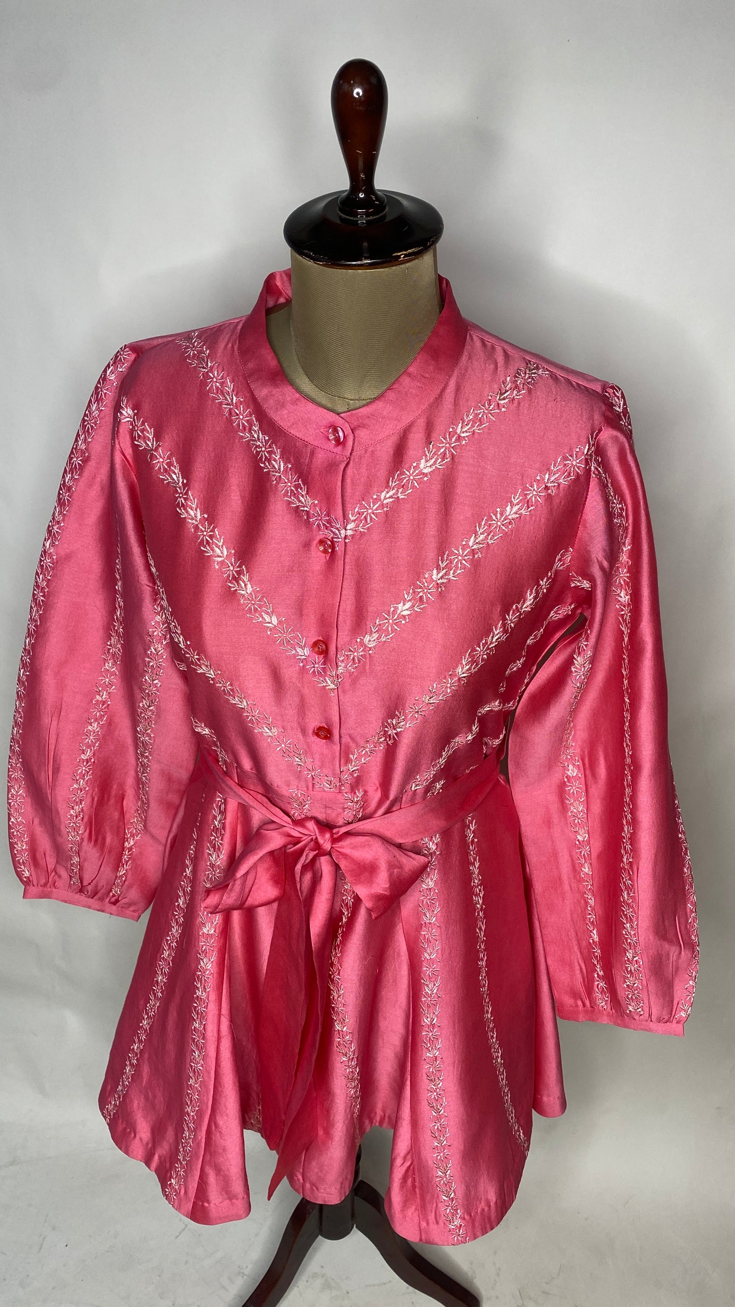 Fuchsia Pink Chikankari Short Dress