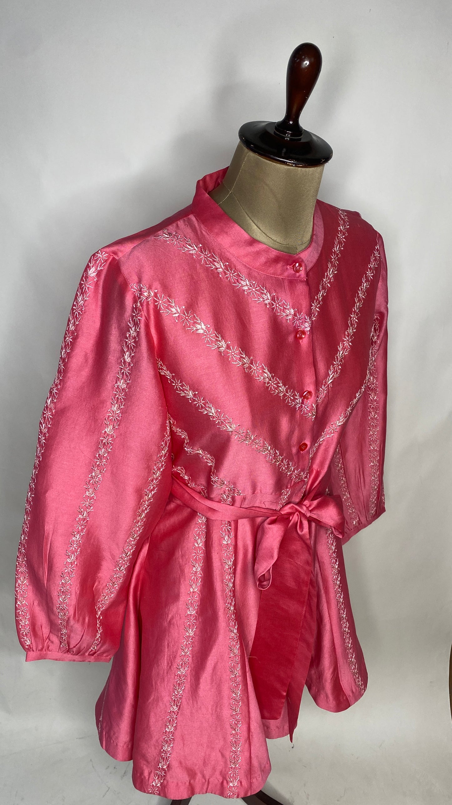 Fuchsia Pink Chikankari Short Dress
