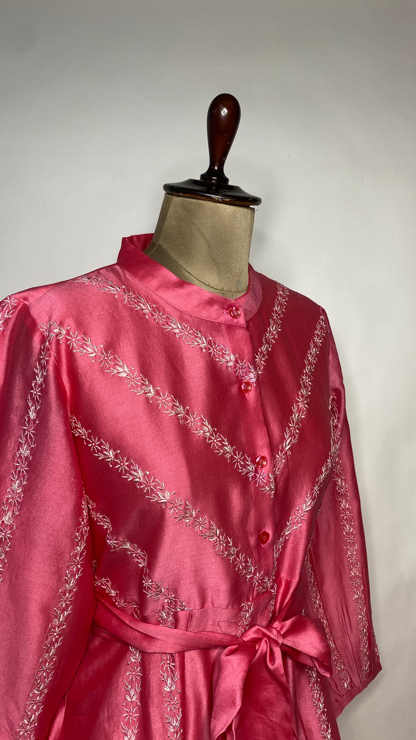 Fuchsia Pink Chikankari Short Dress