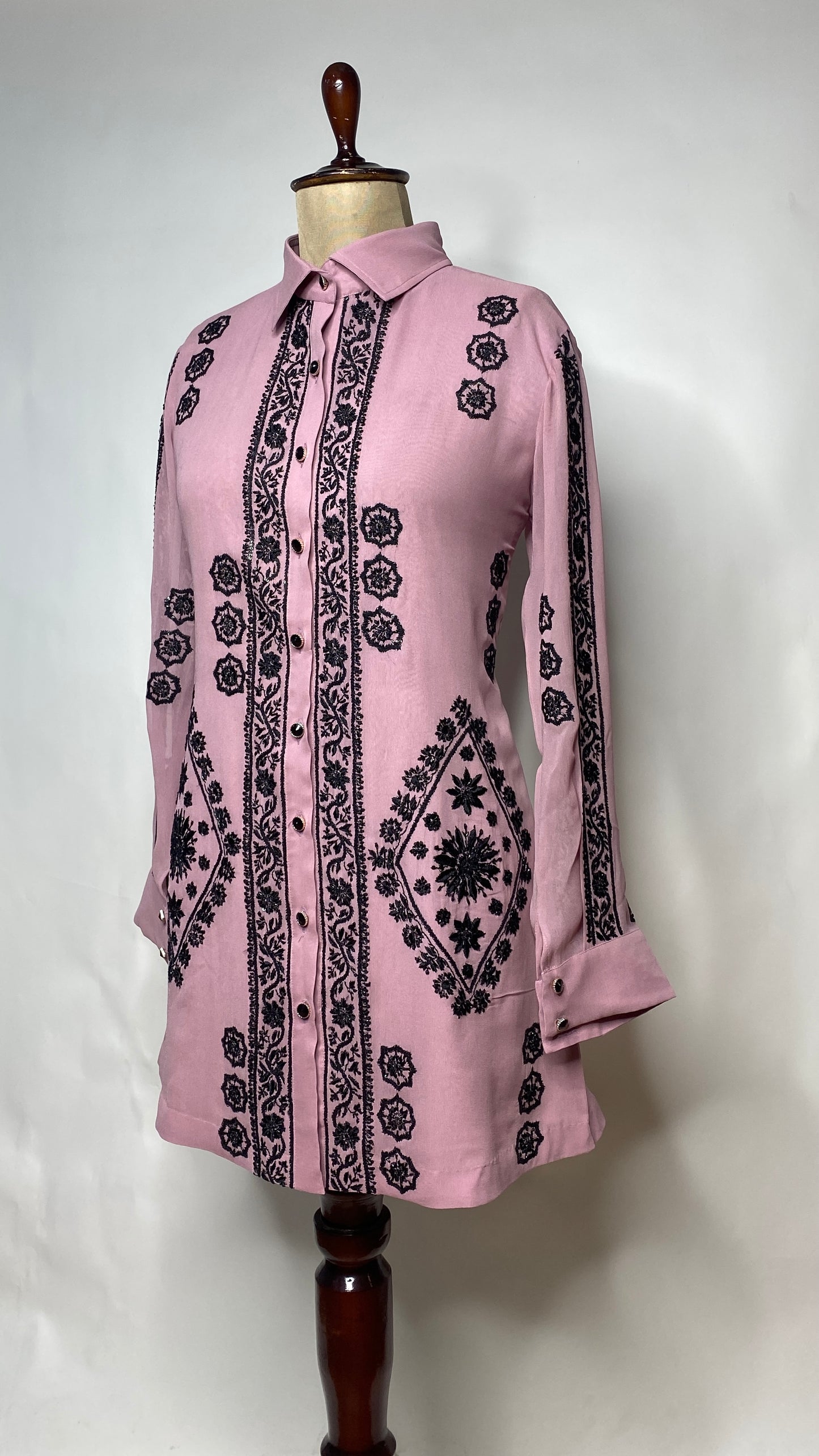 Mauve Blush Pure Georgette Chikankari Shirt