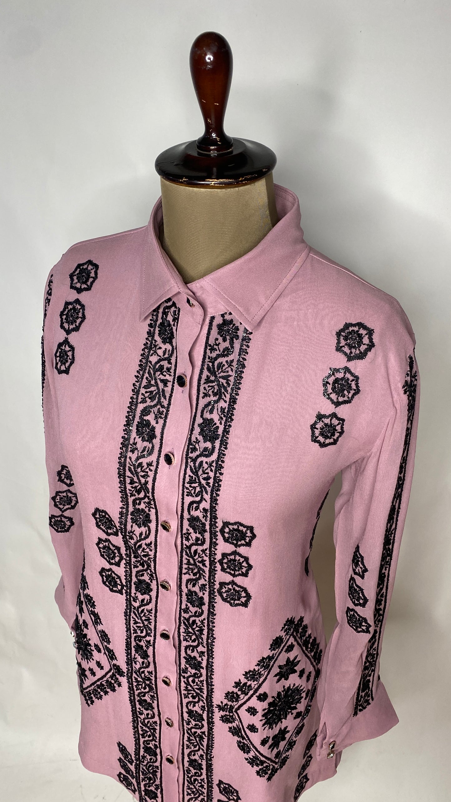 Mauve Blush Pure Georgette Chikankari Shirt