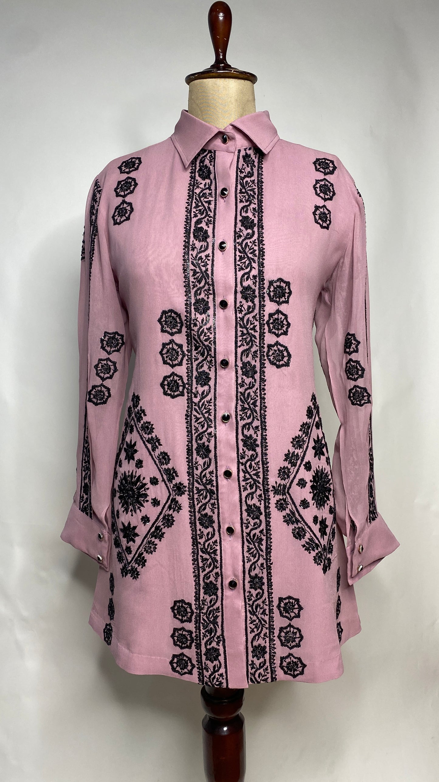 Mauve Blush Pure Georgette Chikankari Shirt