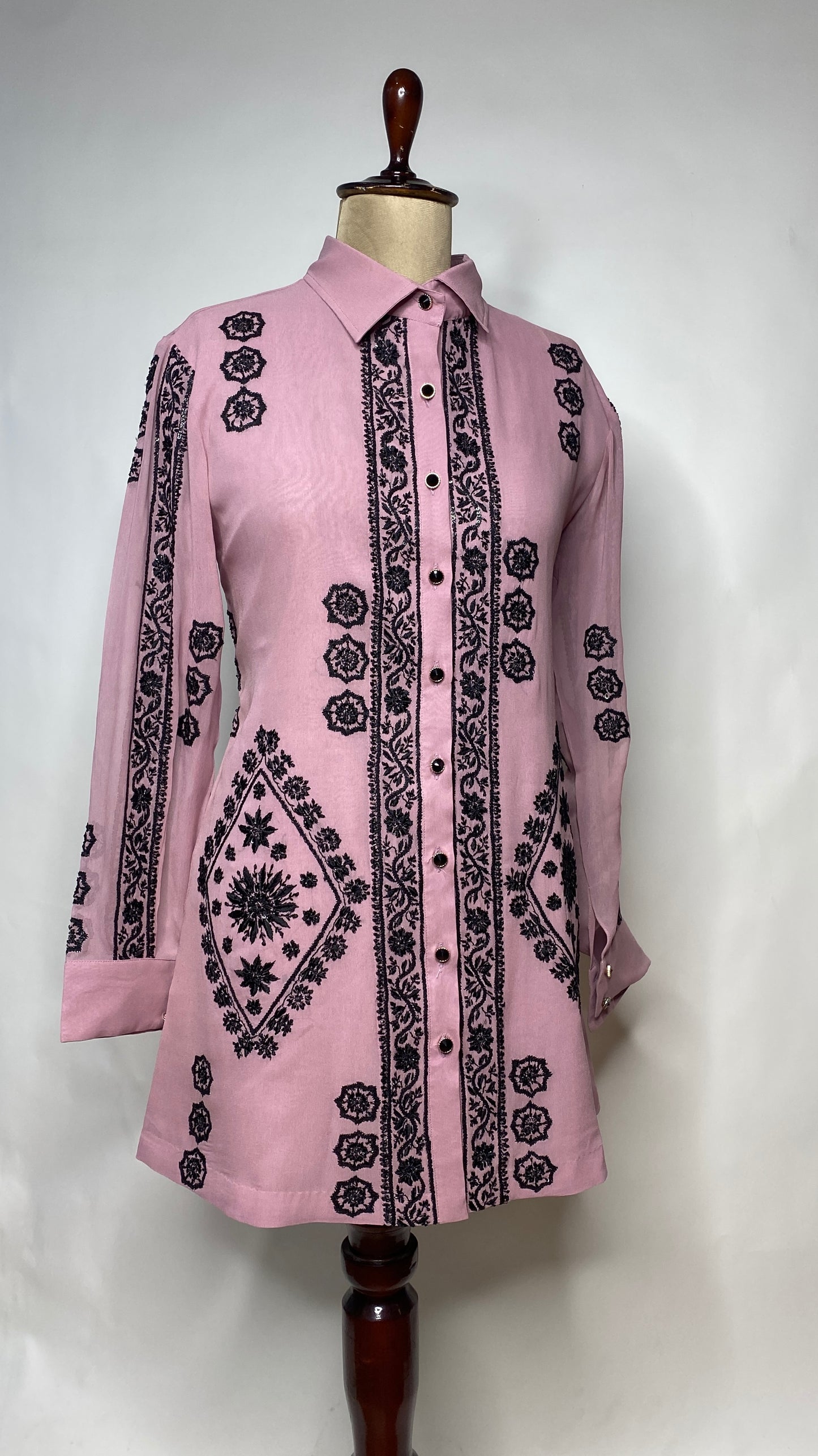 Mauve Blush Pure Georgette Chikankari Shirt