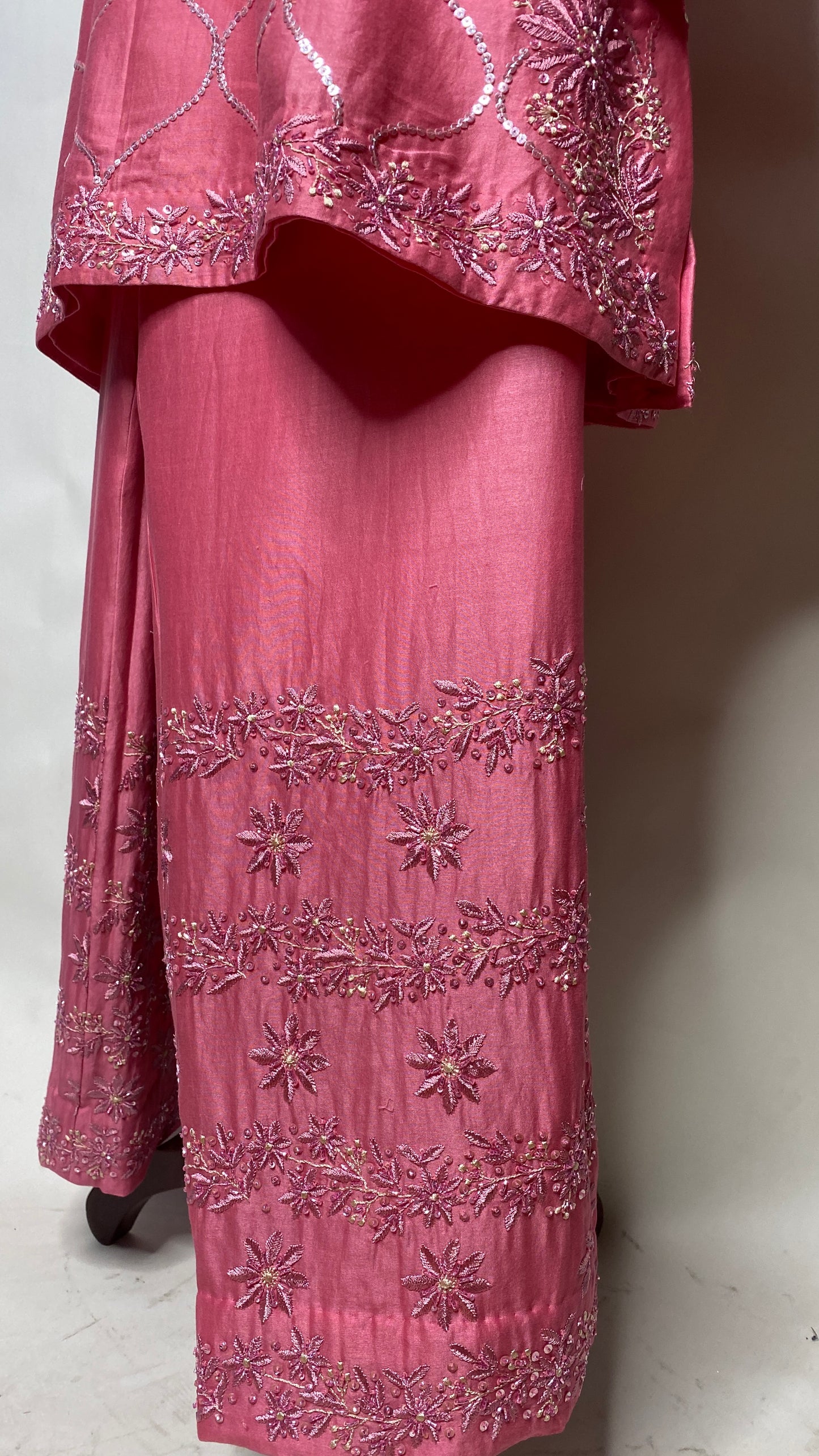 Fuchsia Pink Chikankari Short Kurta Set