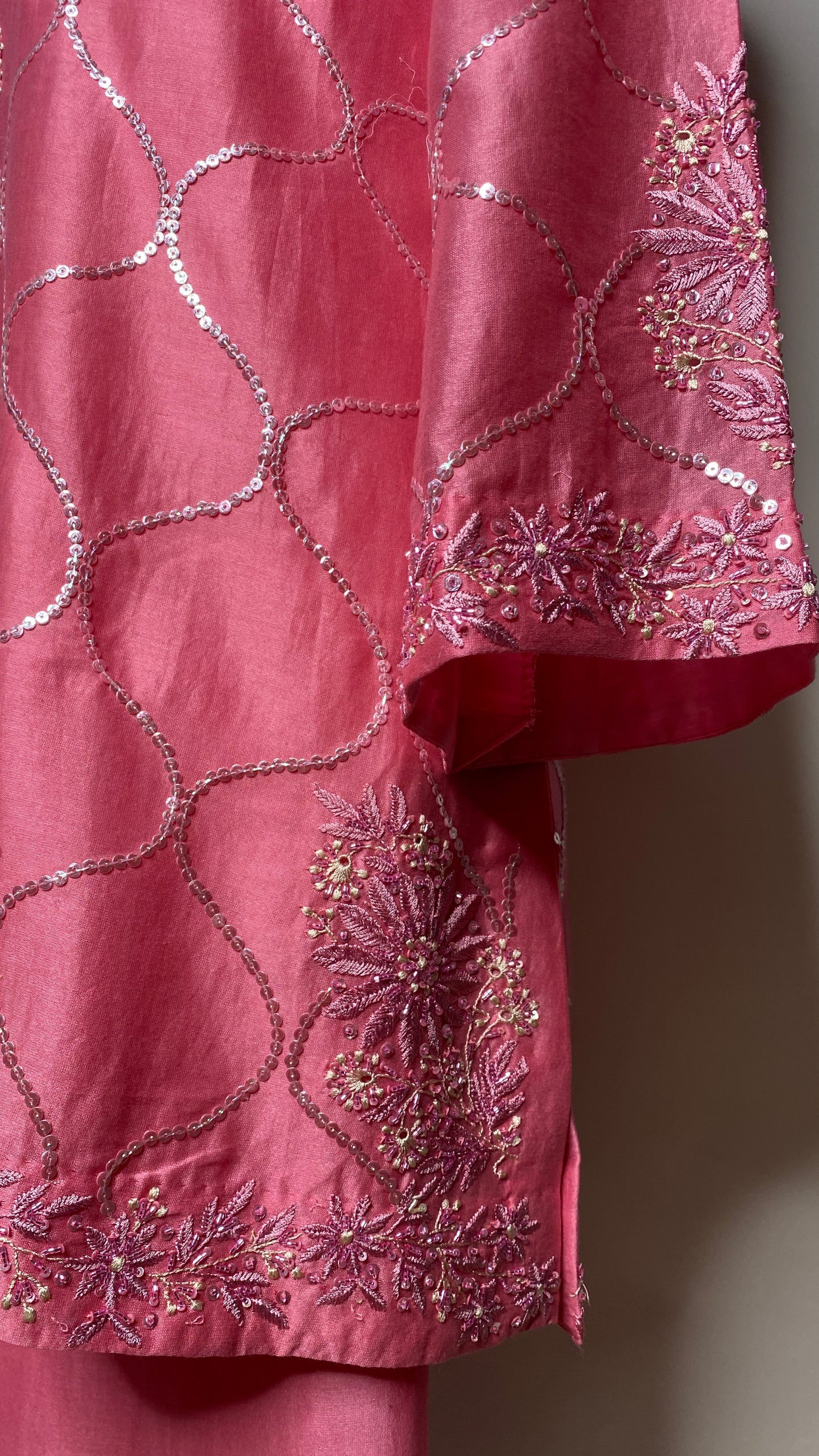 Fuchsia Pink Chikankari Short Kurta Set