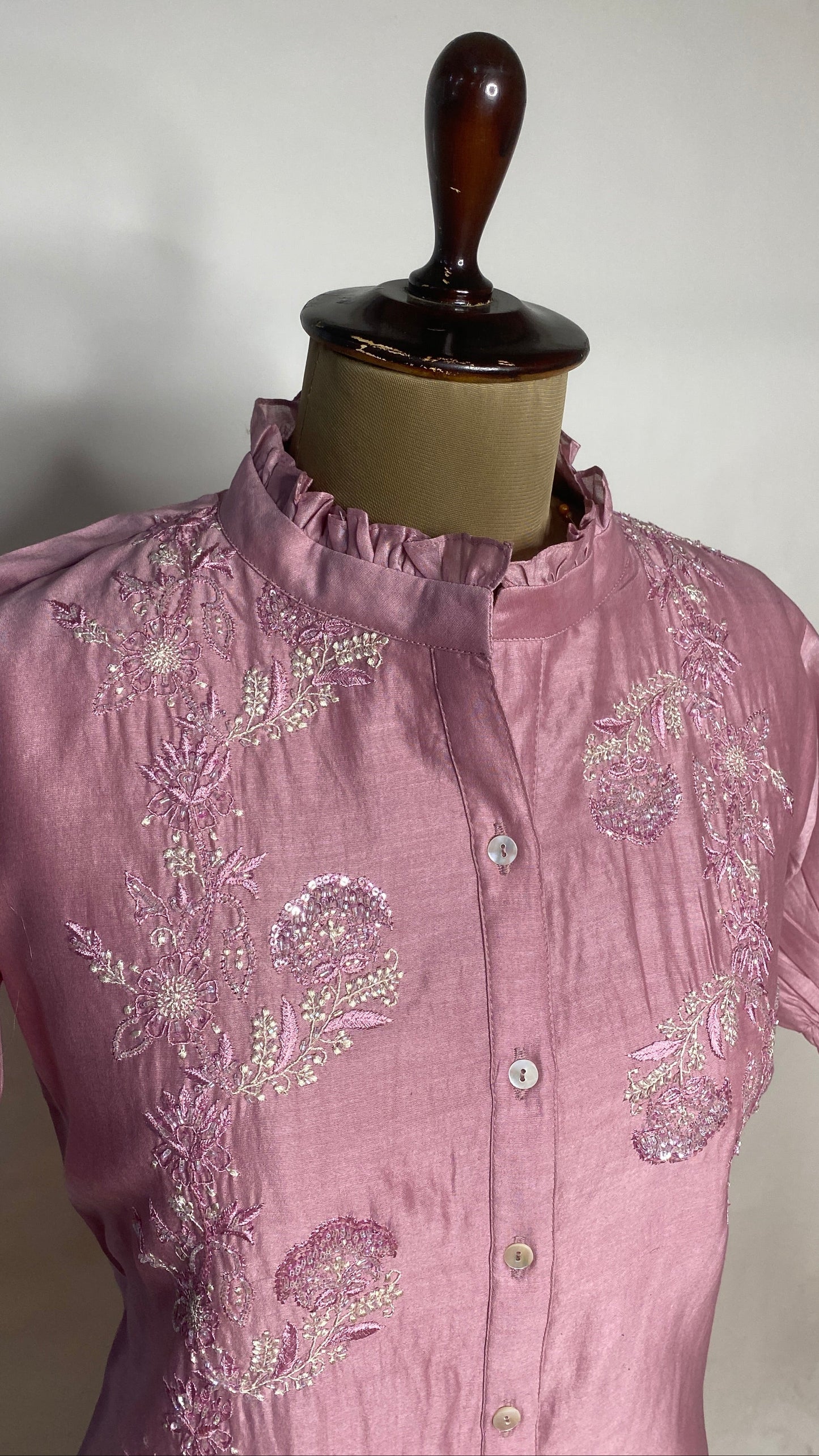 Mauve Half Sleeve Chikankari Shirt