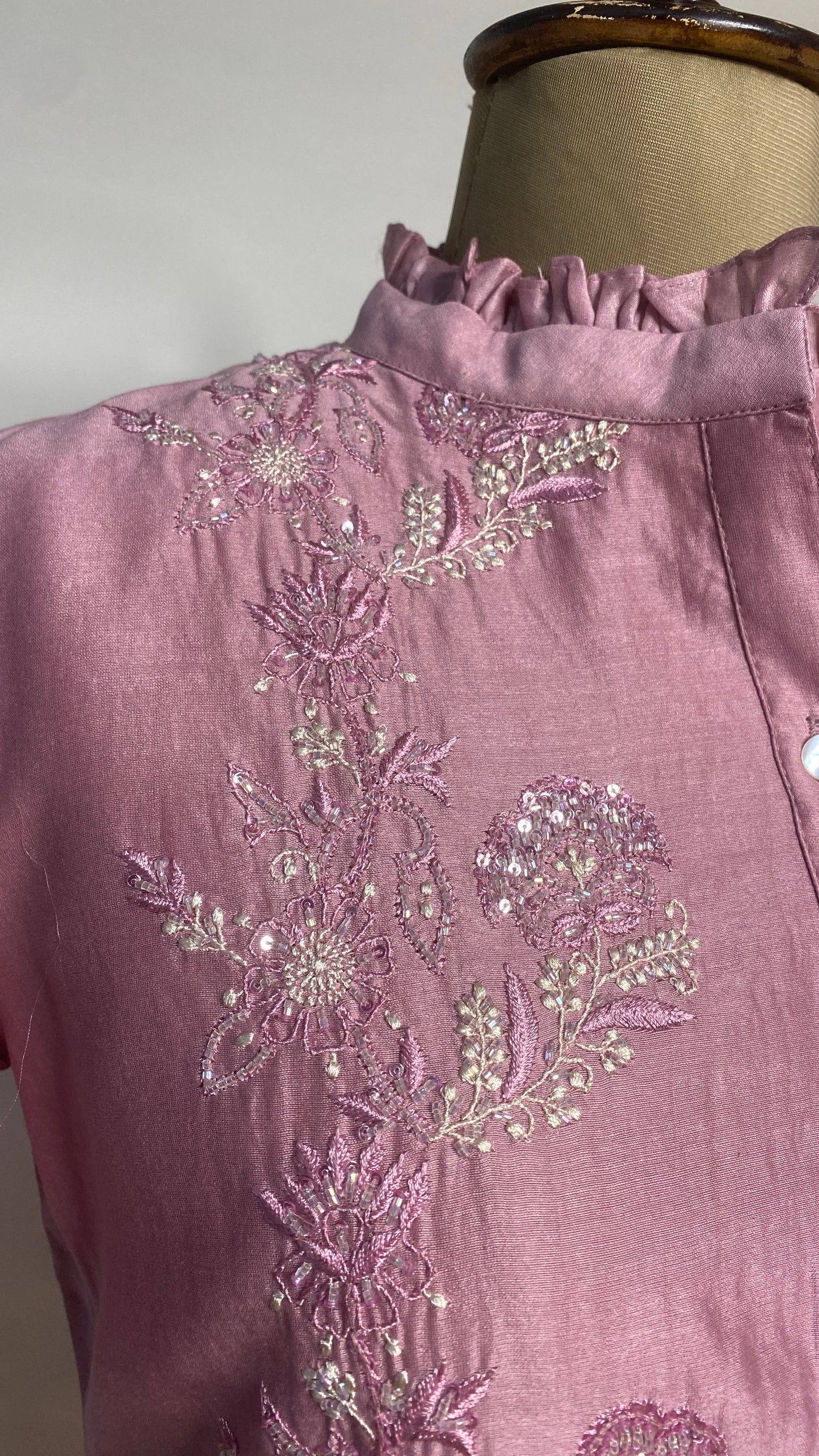 Mauve Half Sleeve Chikankari Shirt