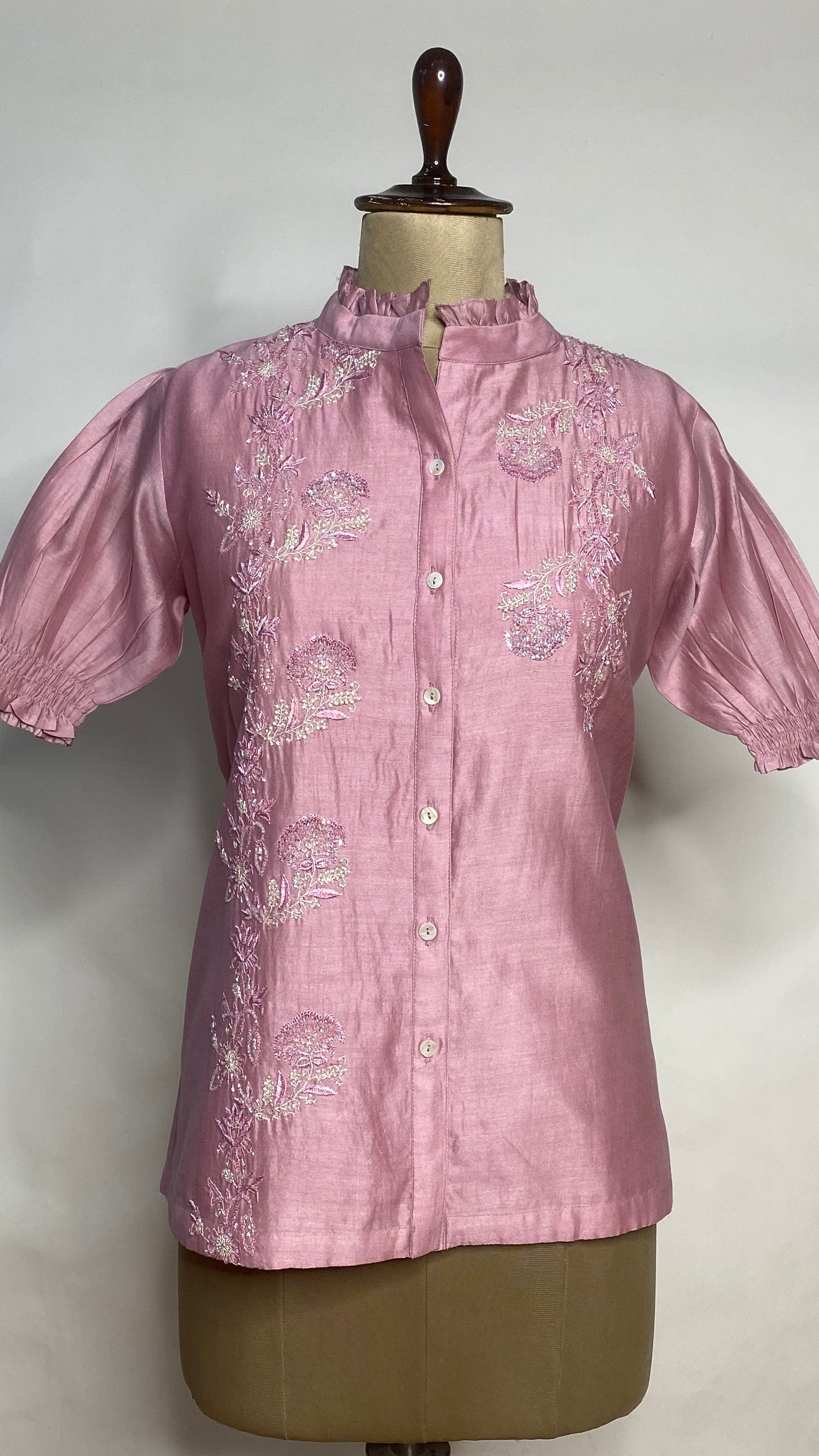 Mauve Half Sleeve Chikankari Shirt