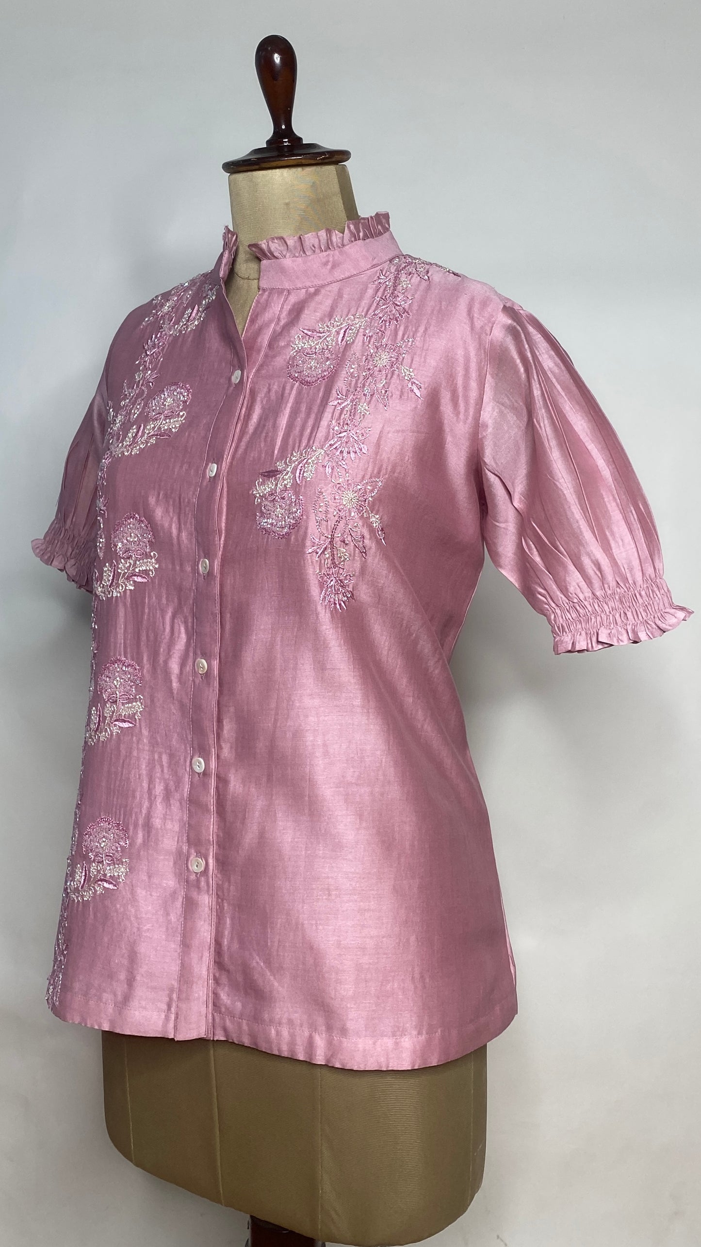 Mauve Half Sleeve Chikankari Shirt