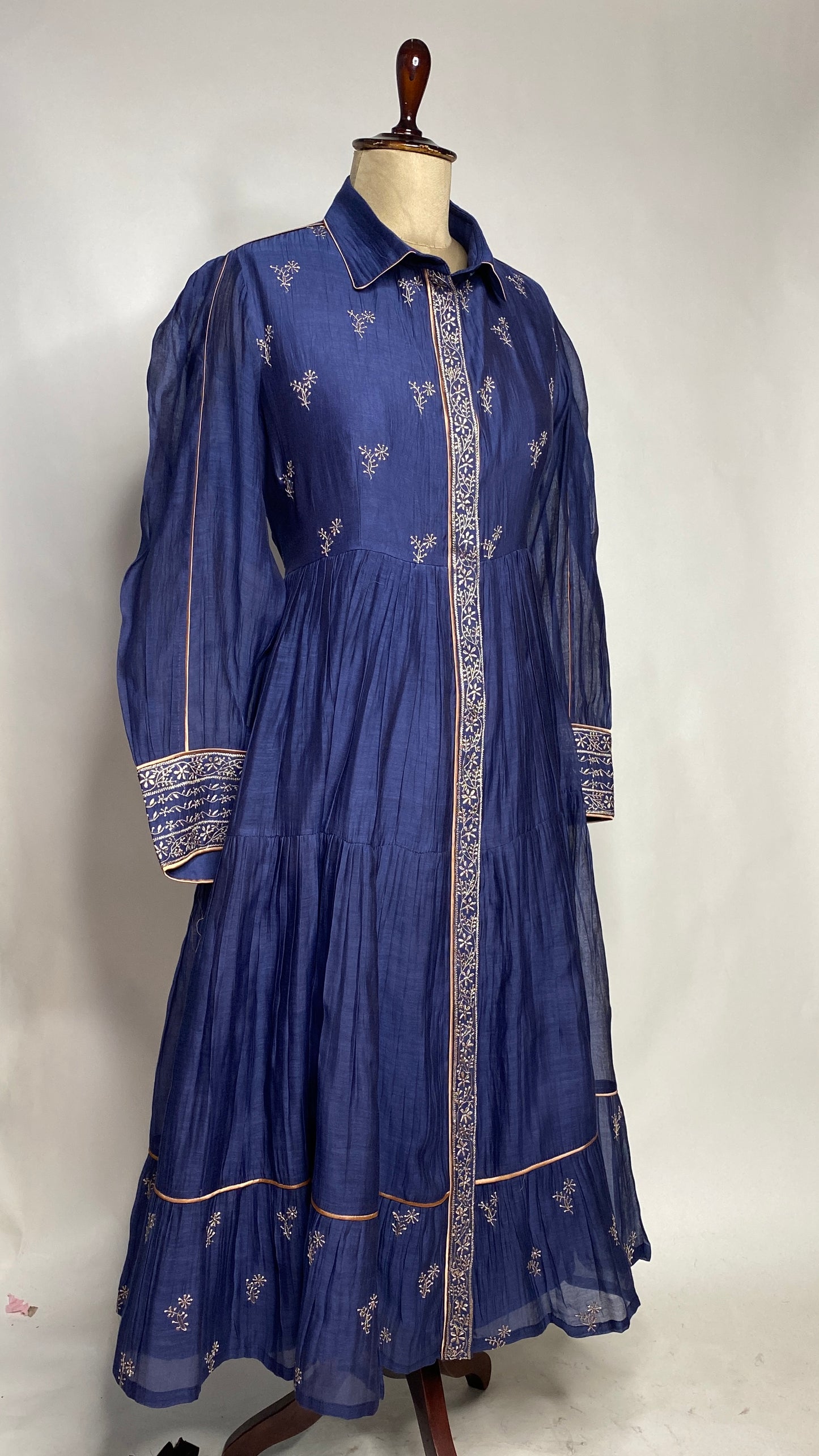 Midnight Blue Flared Long Tier Dress