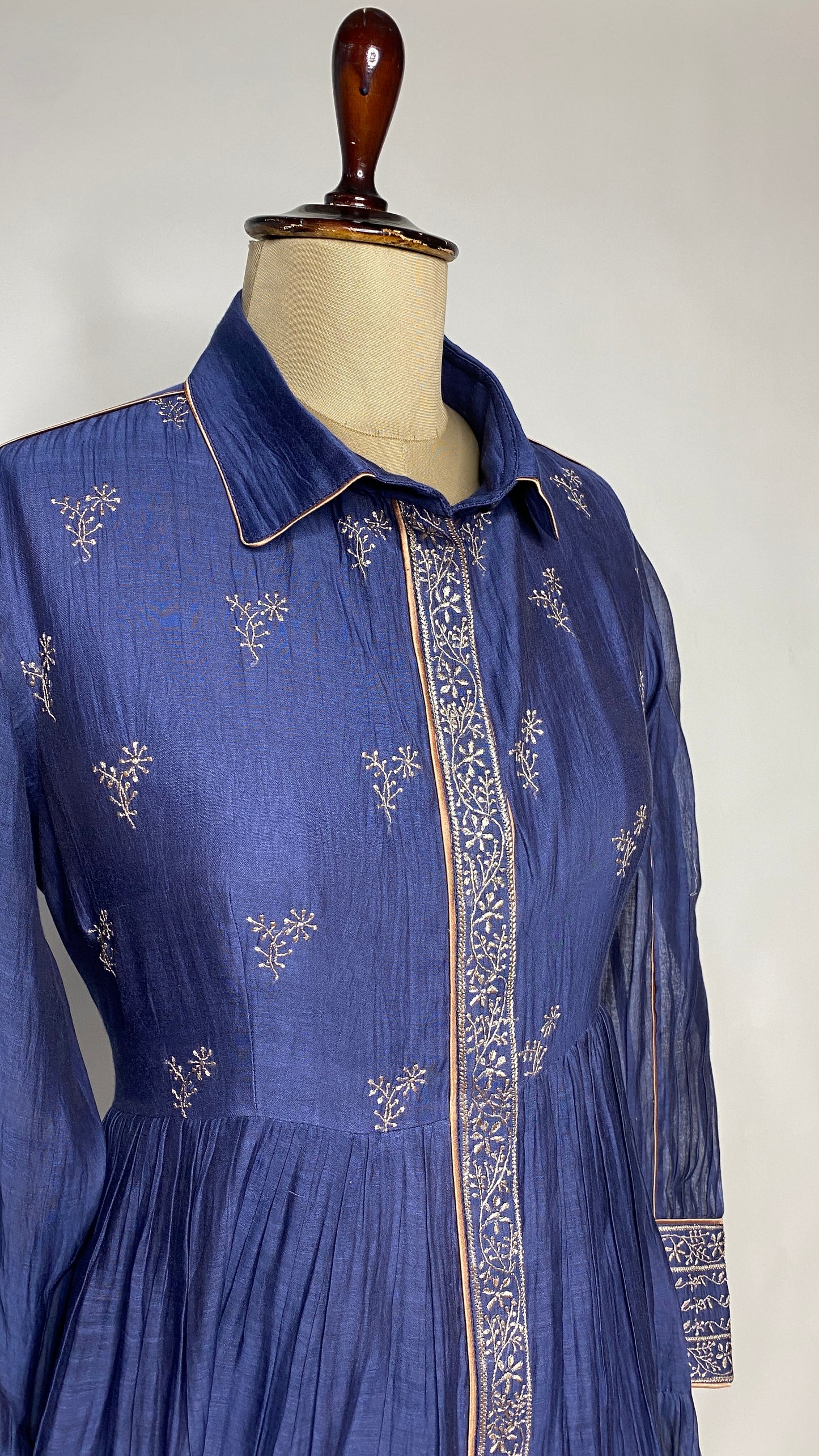 Midnight Blue Flared Long Tier Dress
