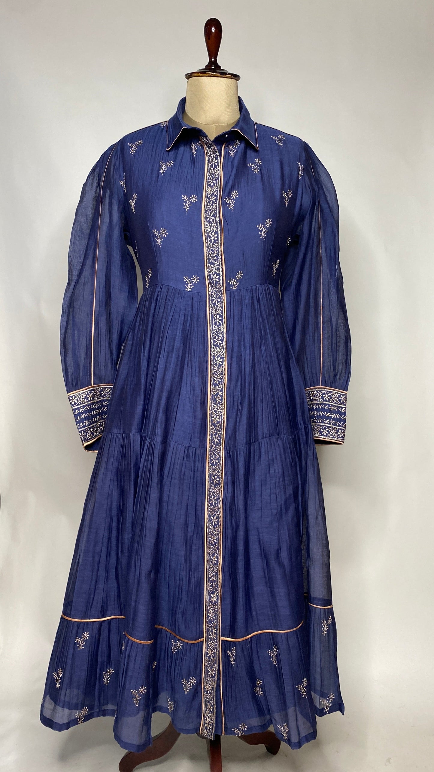 Midnight Blue Flared Long Tier Dress