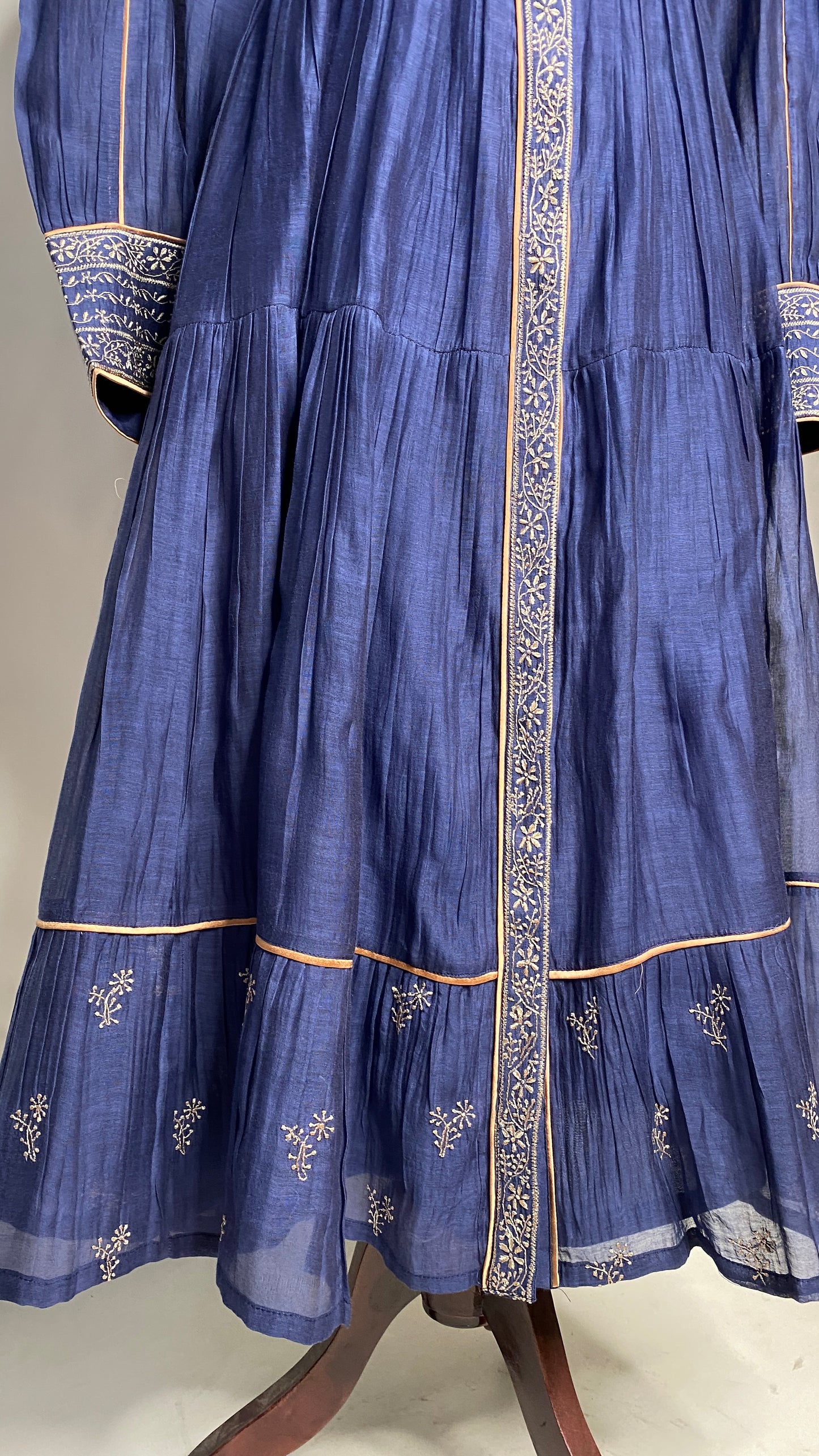 Midnight Blue Flared Long Tier Dress
