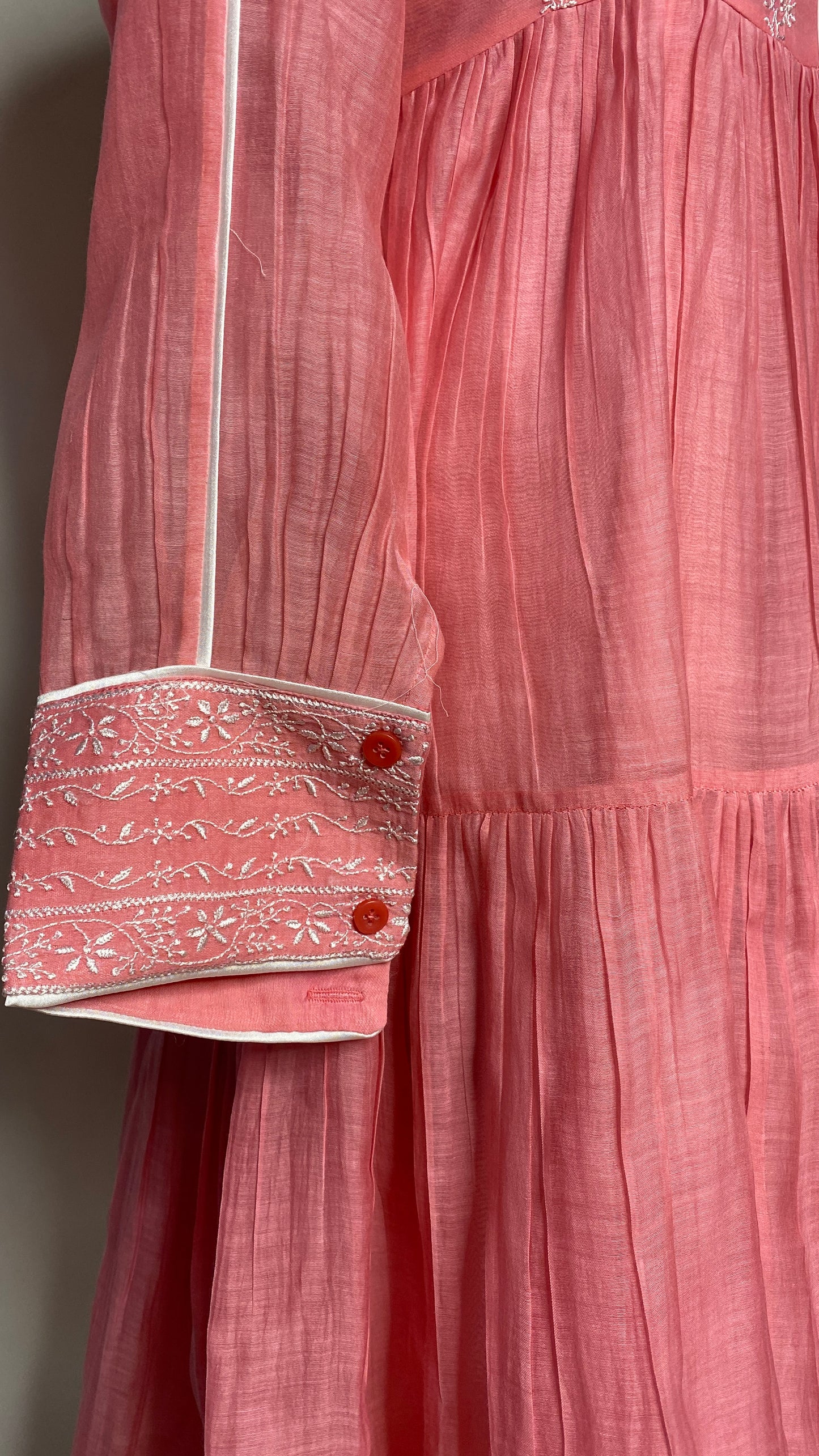 Rose Pink Flared Long Tier Dress