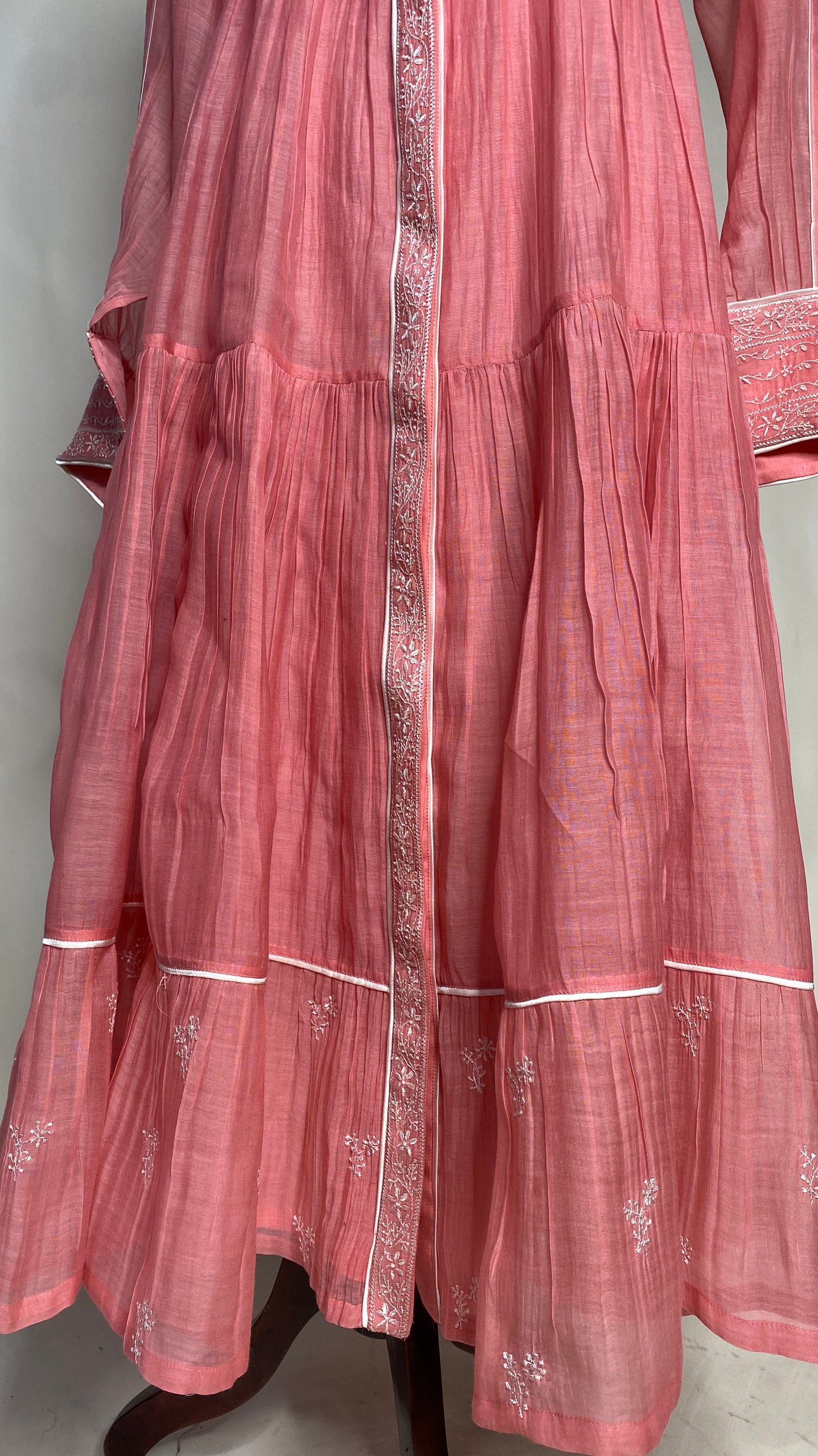 Rose Pink Flared Long Tier Dress
