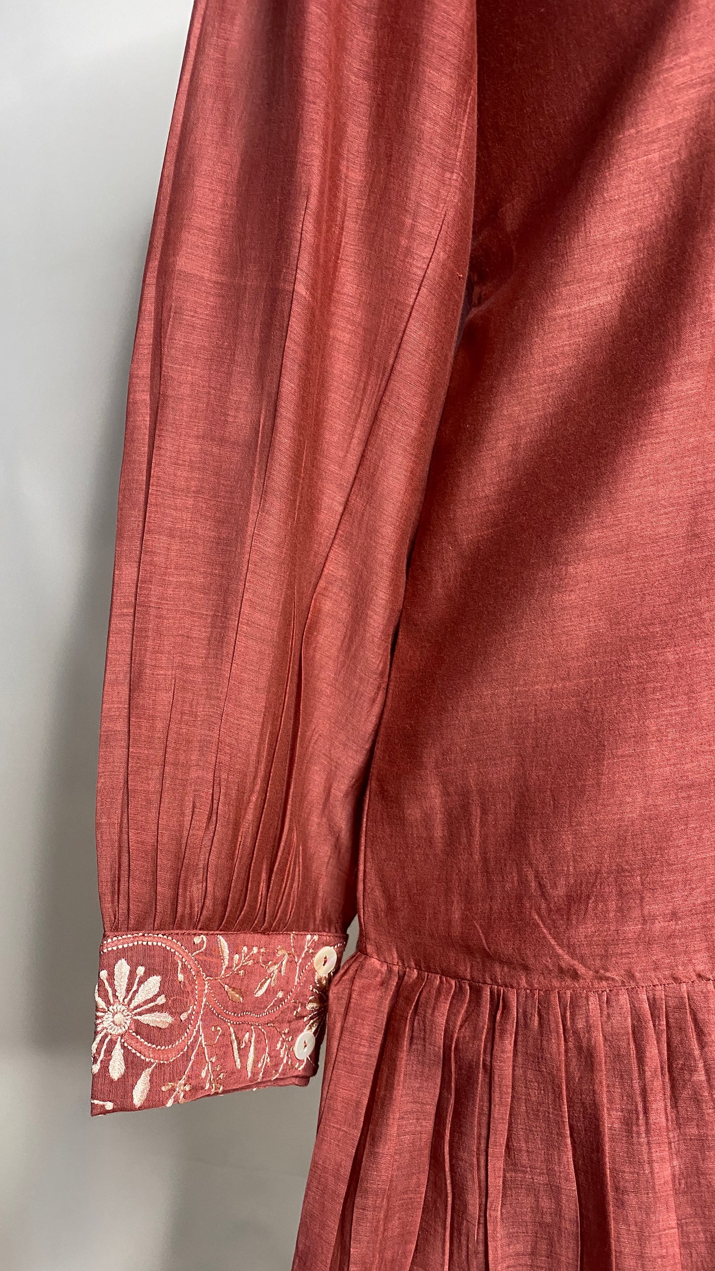 Rust Maroon A-Line Chikankari Skater Dress