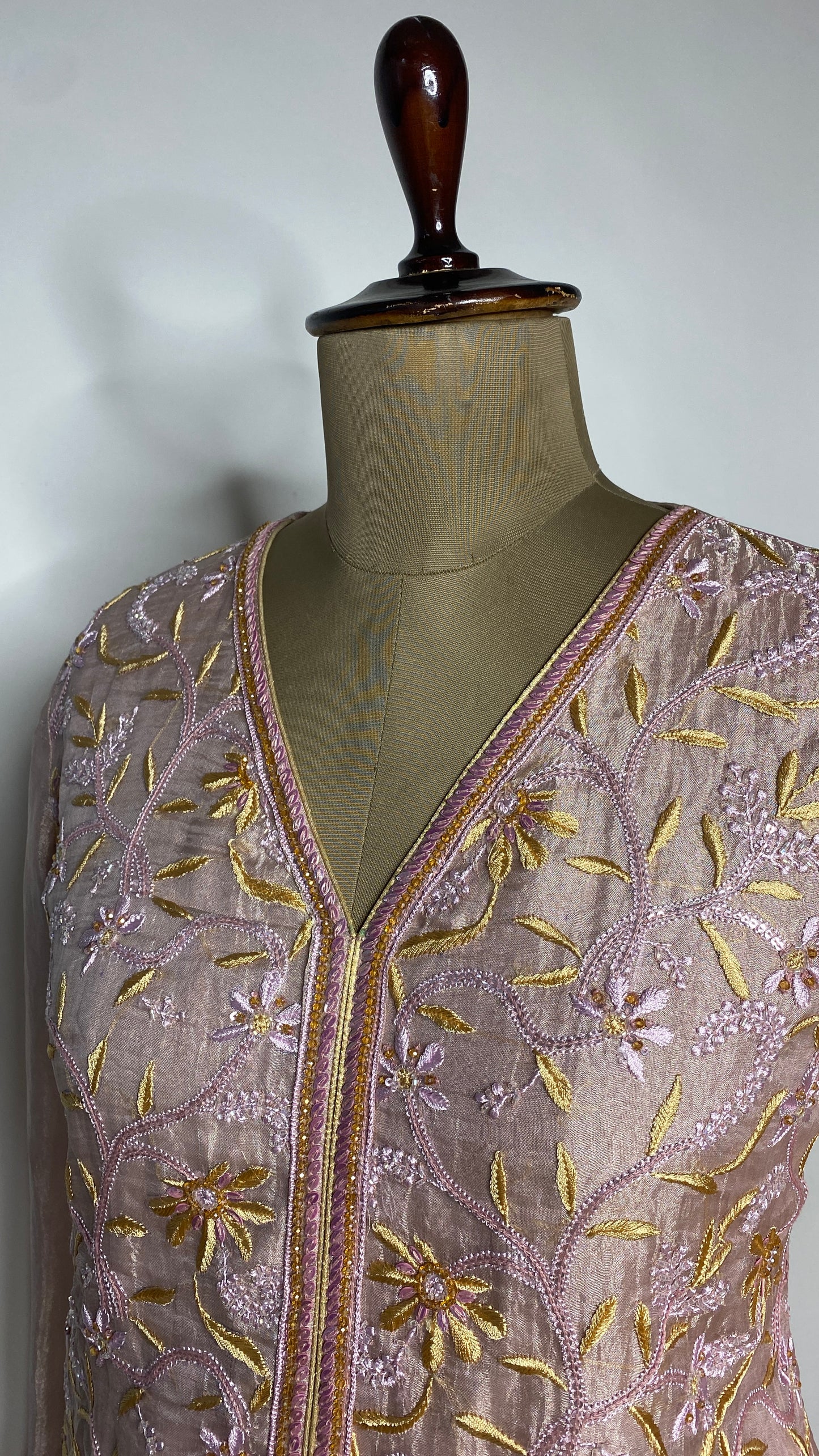 Baby Pink Zari Tissue Chikankari Festive Co-ord Set