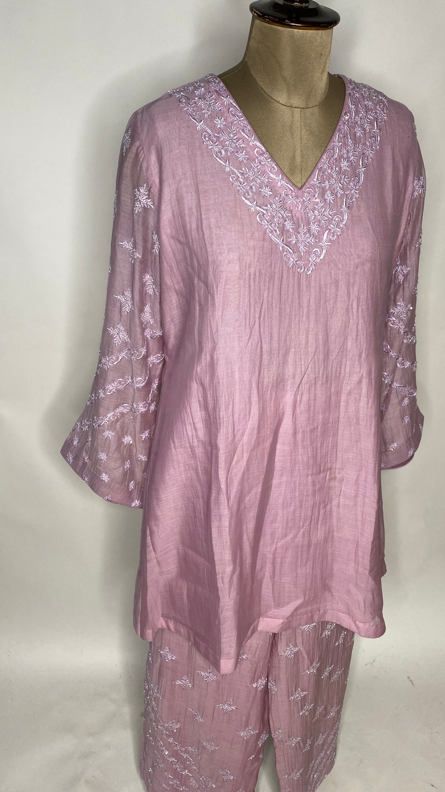 Ariana Lavender Mul Chanderi Co-ord Set