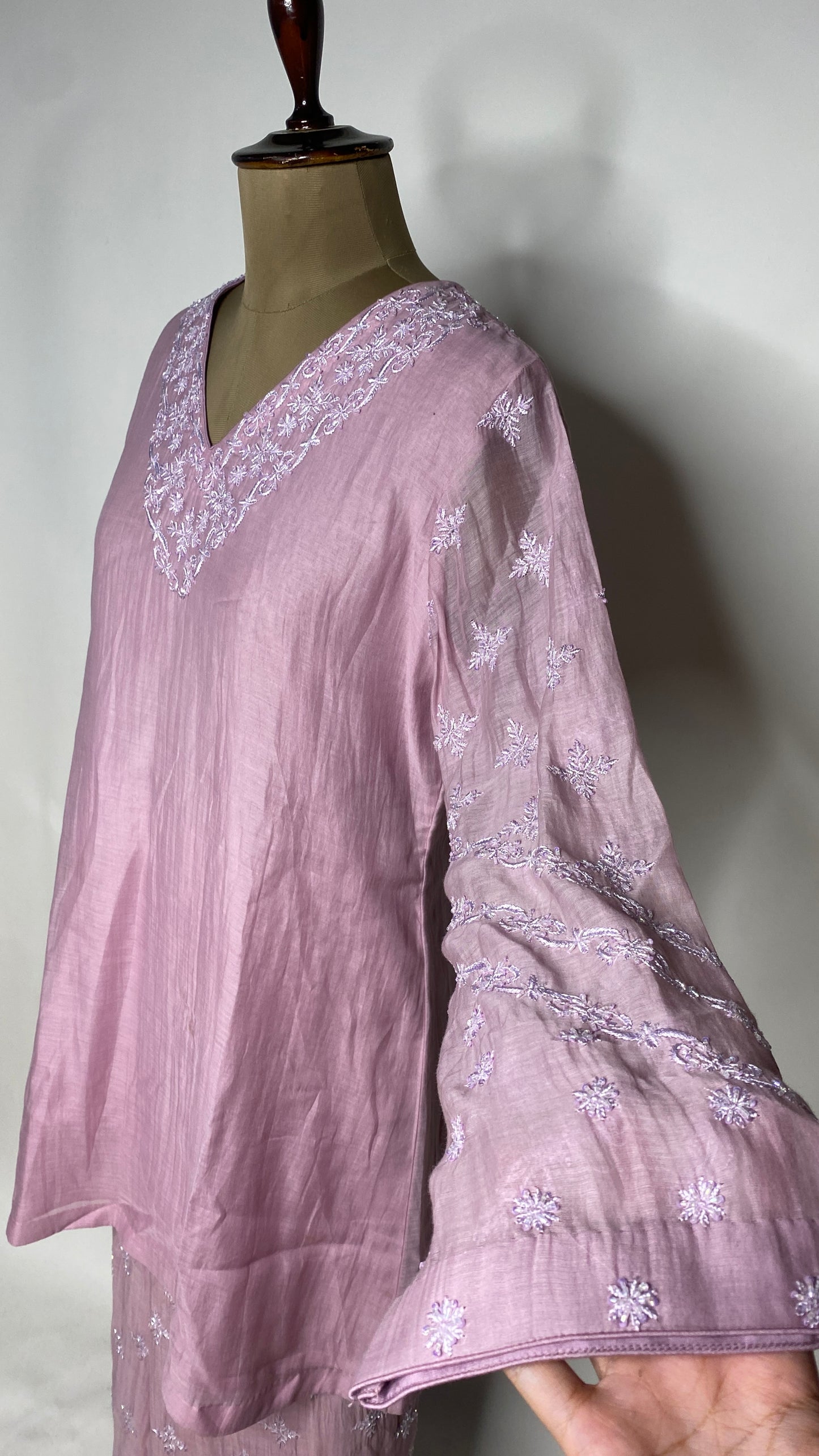 Ariana Lavender Mul Chanderi Co-ord Set