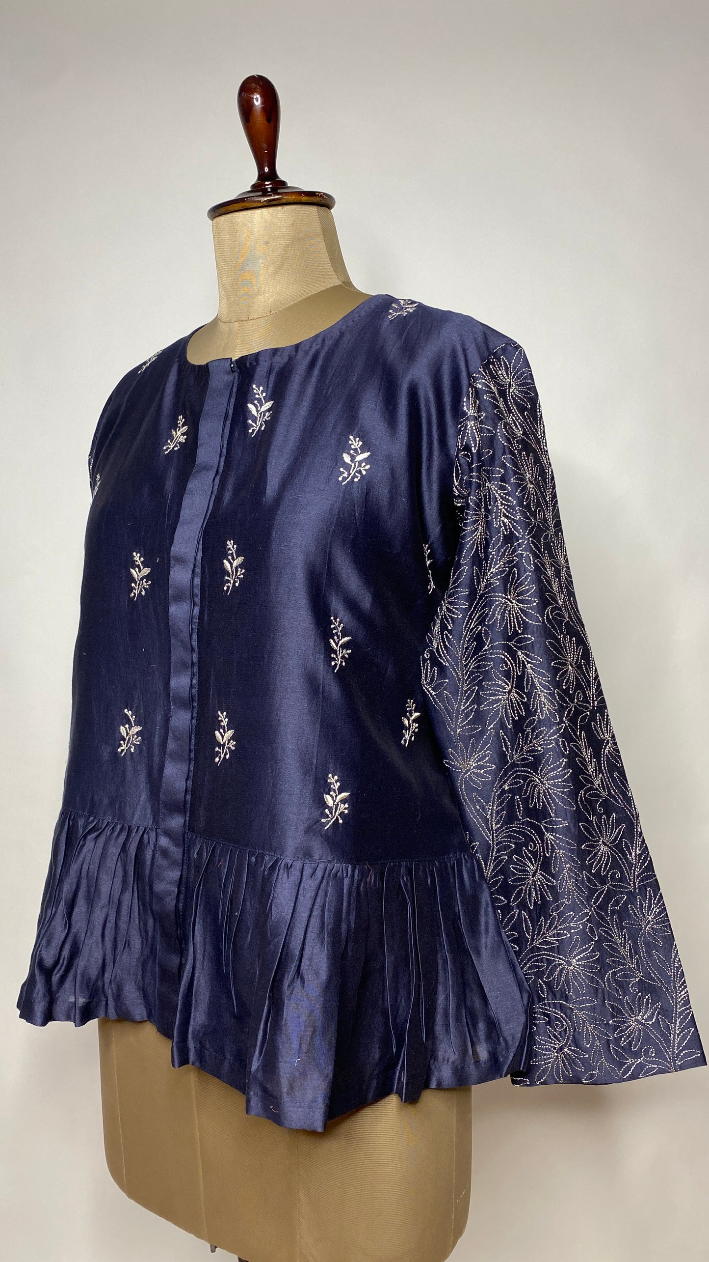 Navy Blue Chikankari Peplum Top