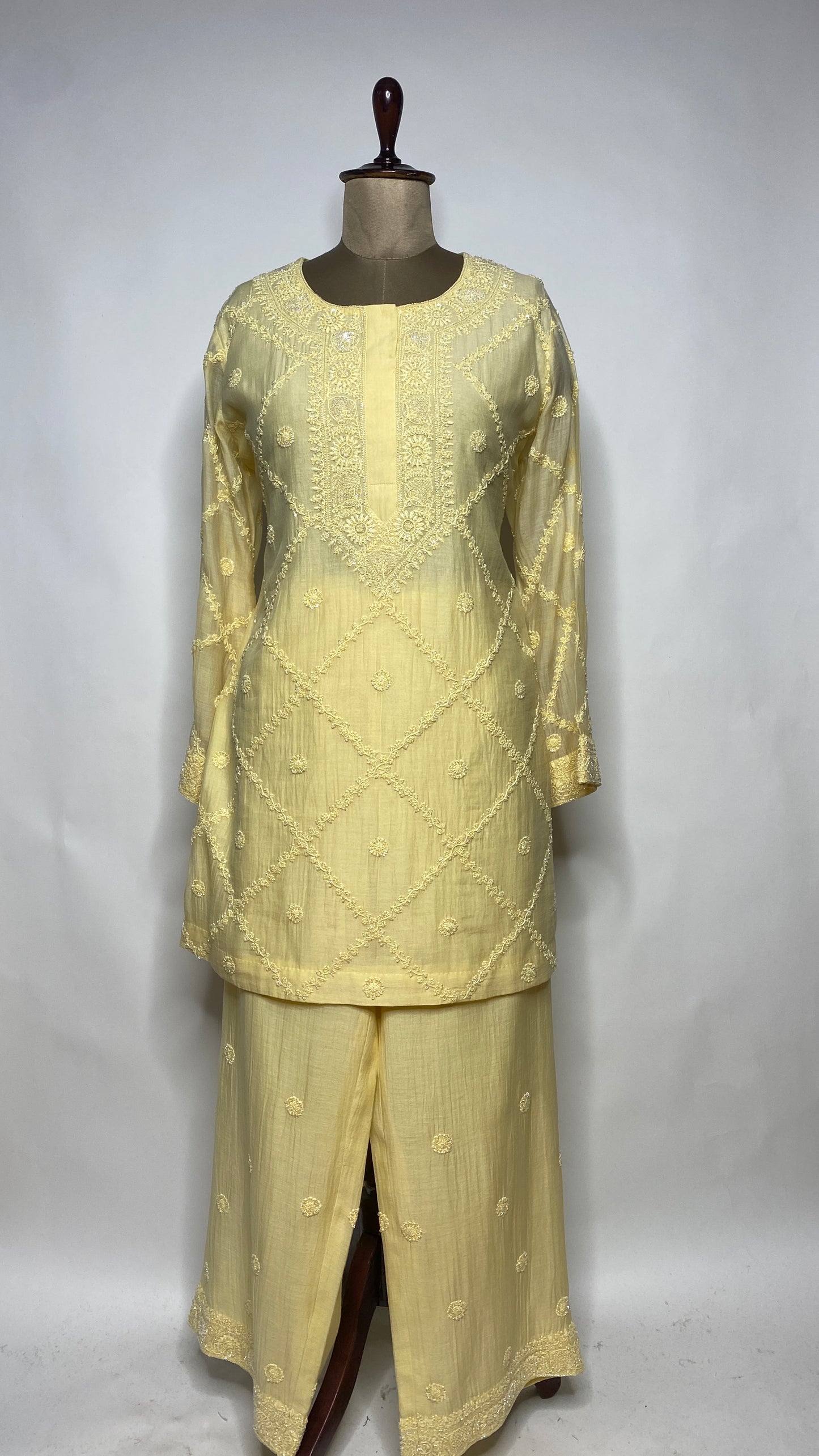 Butter Yellow Chikankari Festive Co-ord Set