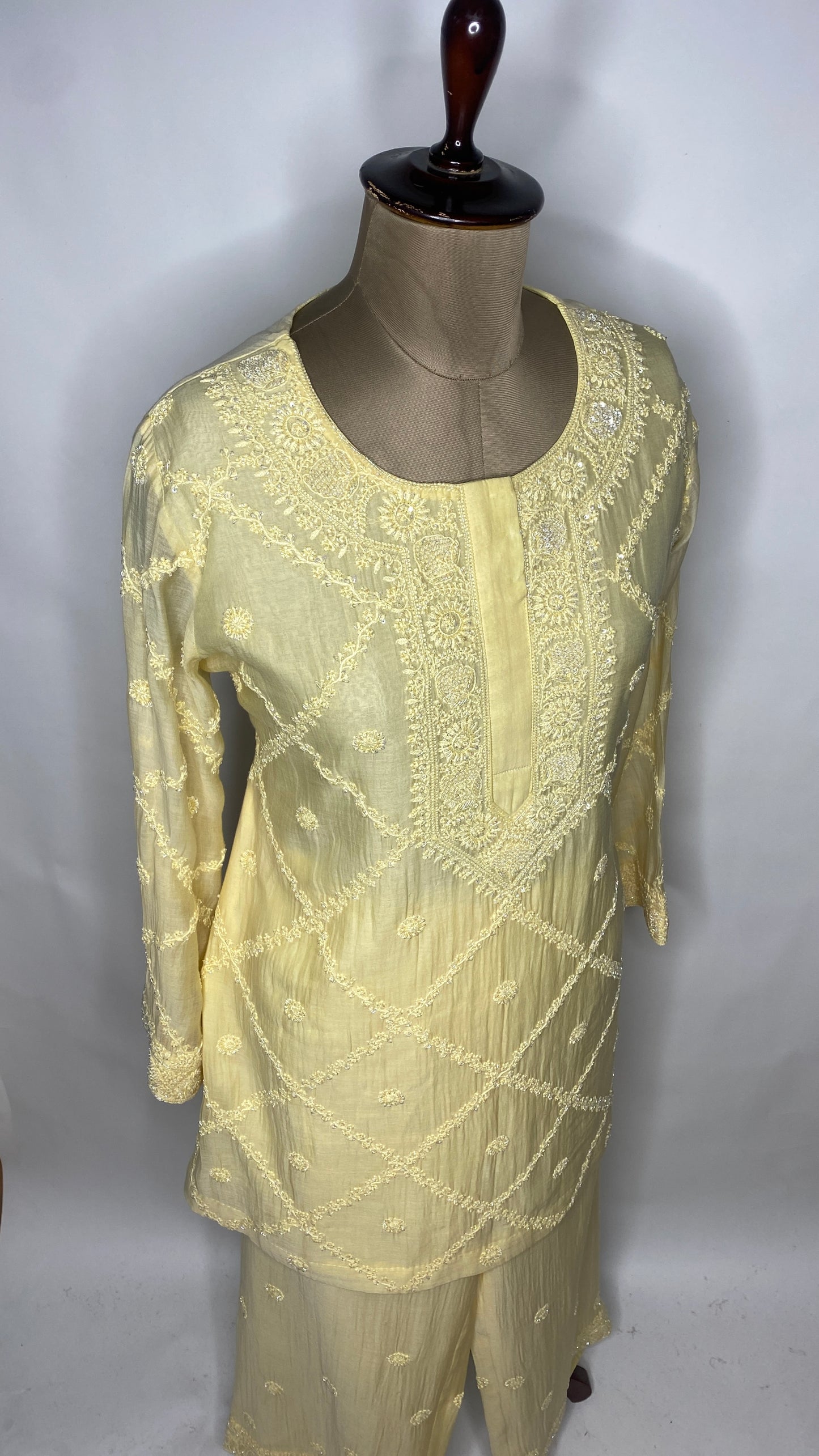 Butter Yellow Chikankari Festive Co-ord Set