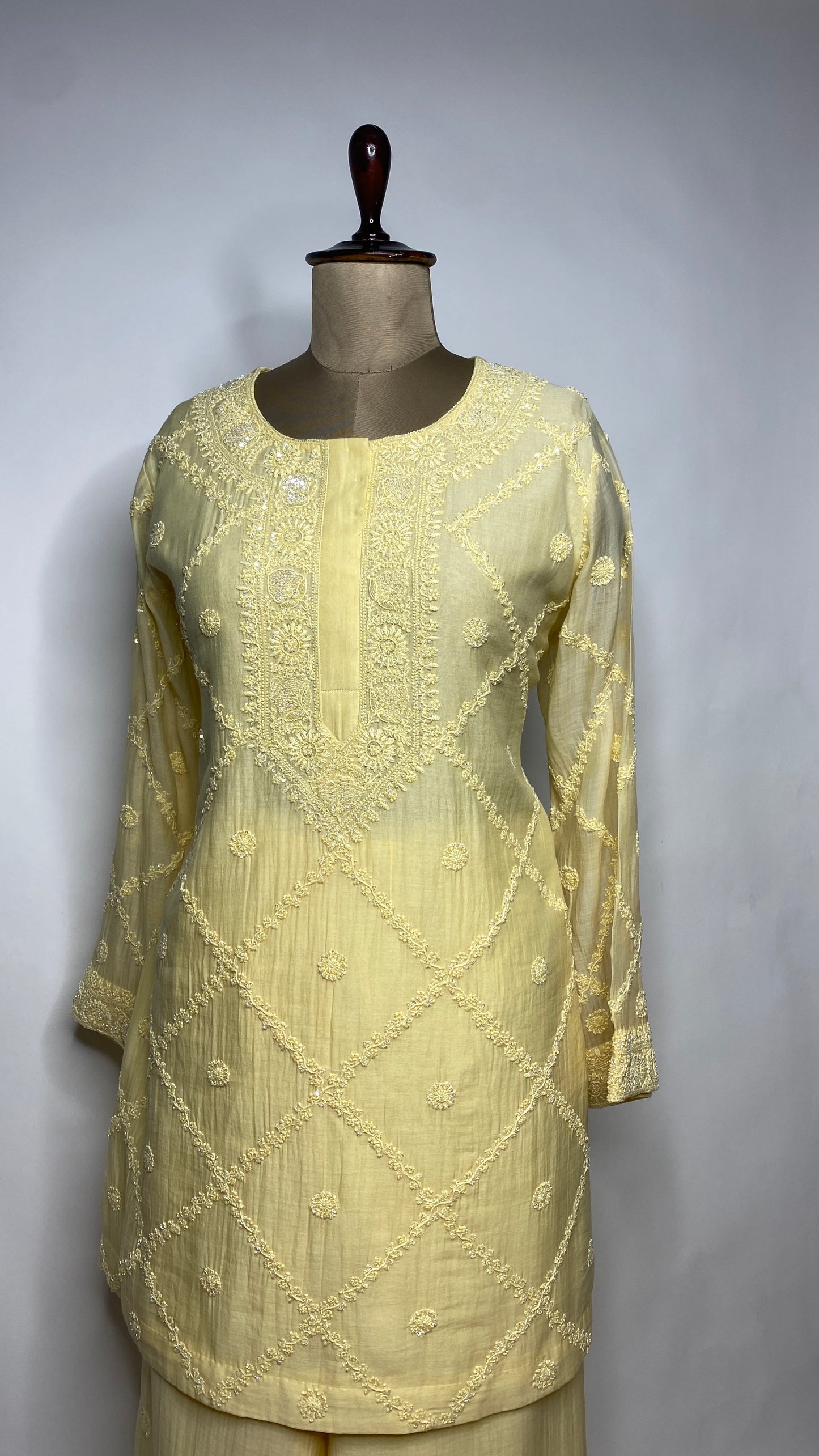 Butter Yellow Chikankari Festive Co-ord Set