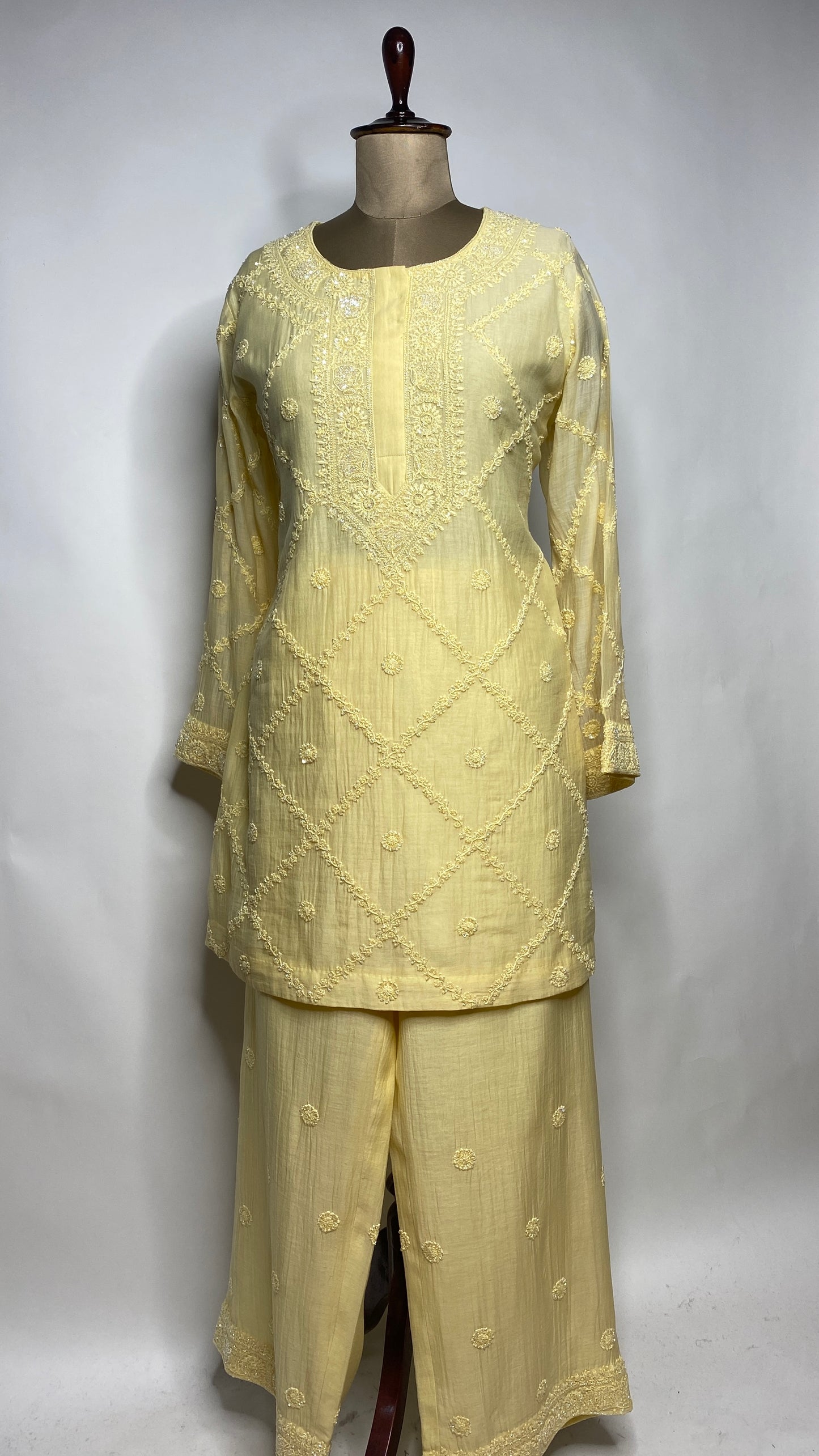 Butter Yellow Chikankari Festive Co-ord Set