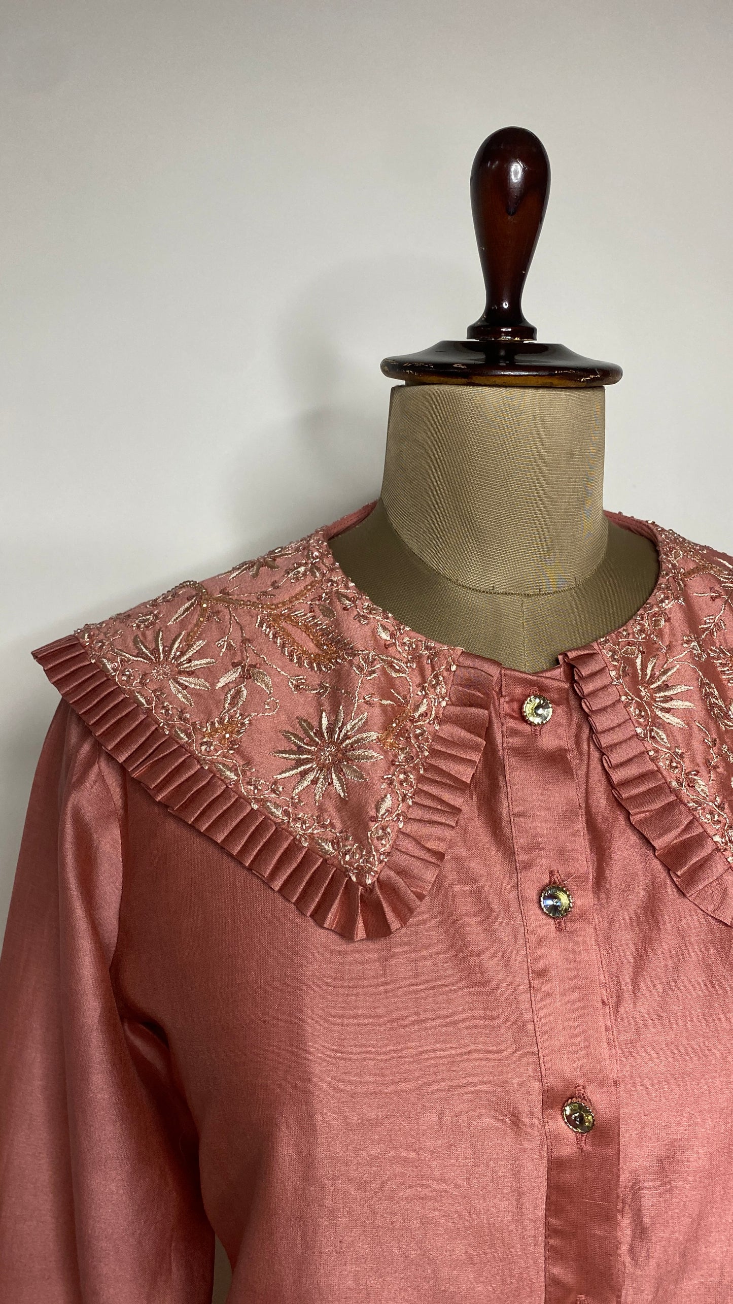 Dusty Rose Peter Pan Collar Chikankari Skater Dress