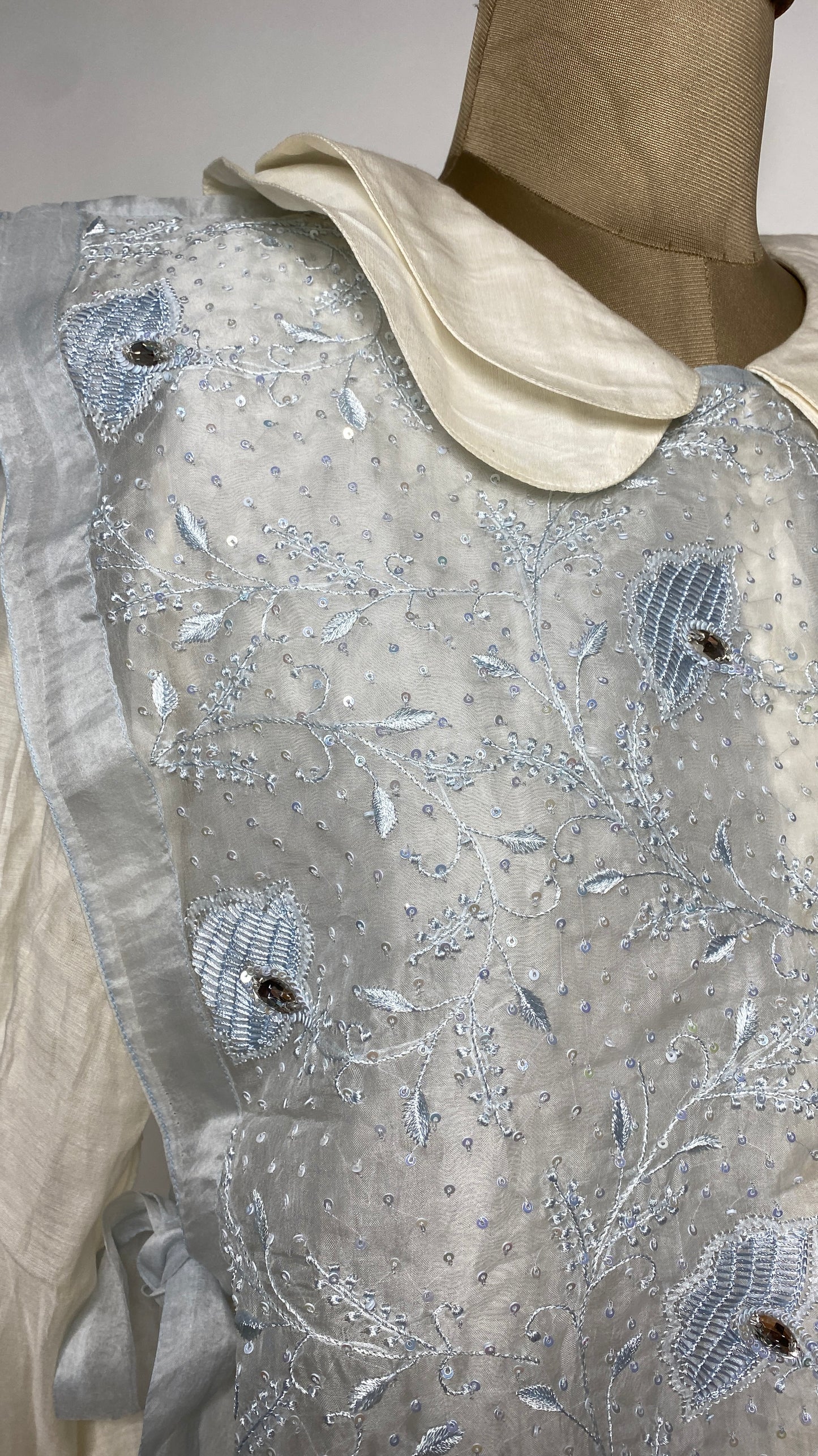 Powder Blue Jaali Bib