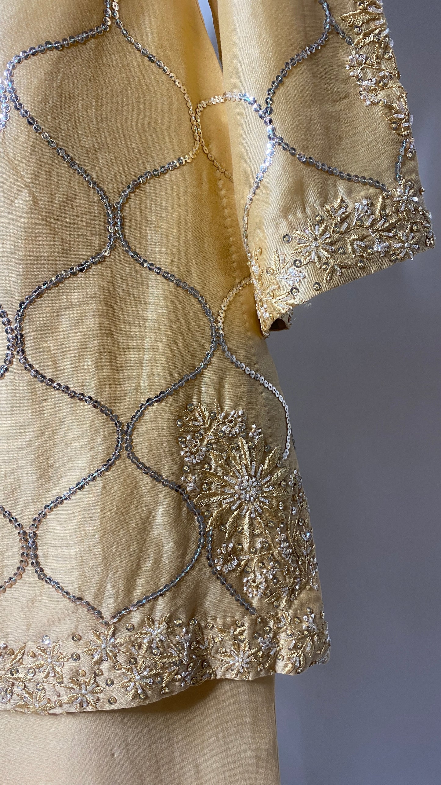 Light Gold Chikankari Short Kurta Set