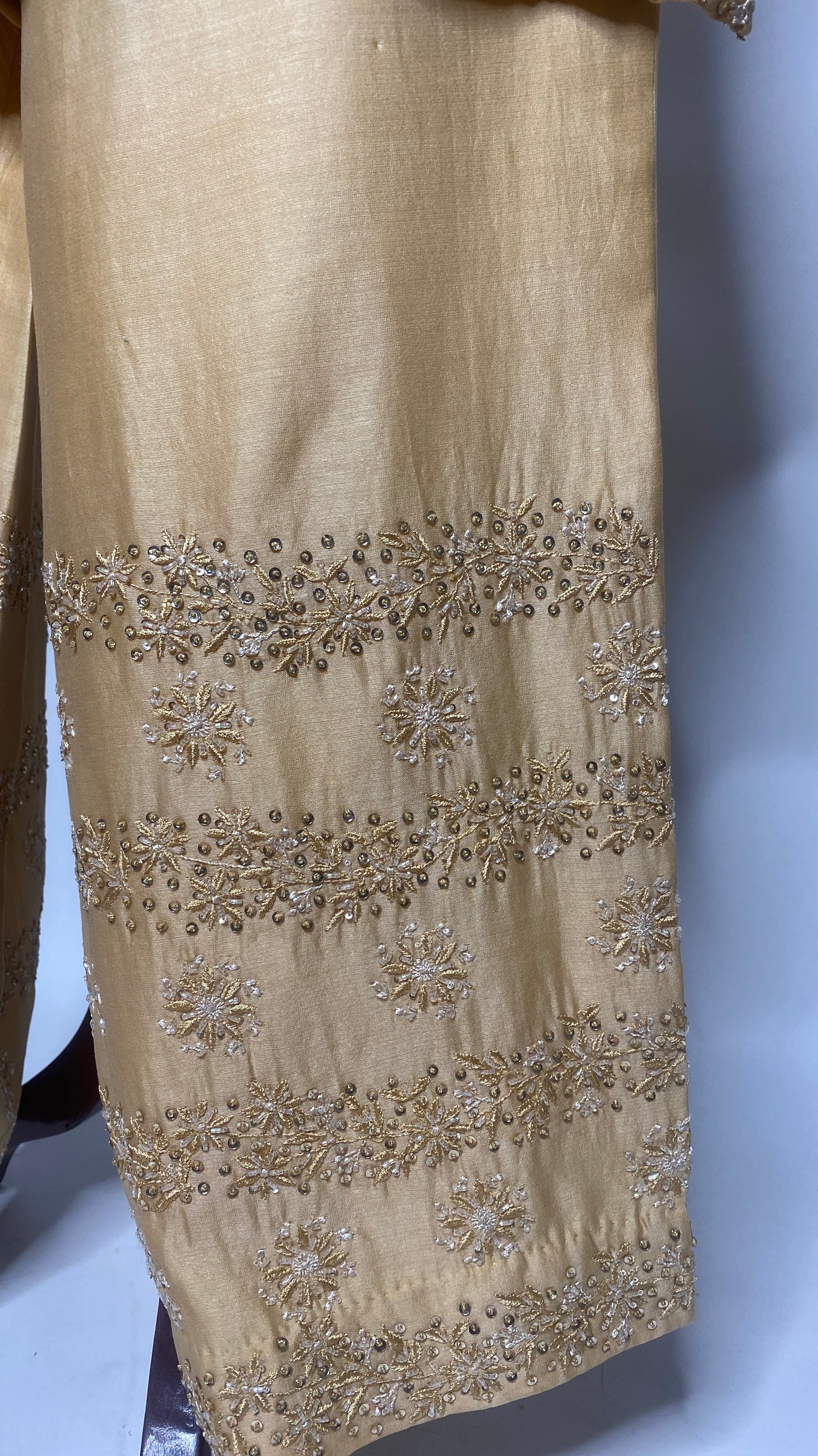 Light Gold Chikankari Short Kurta Set