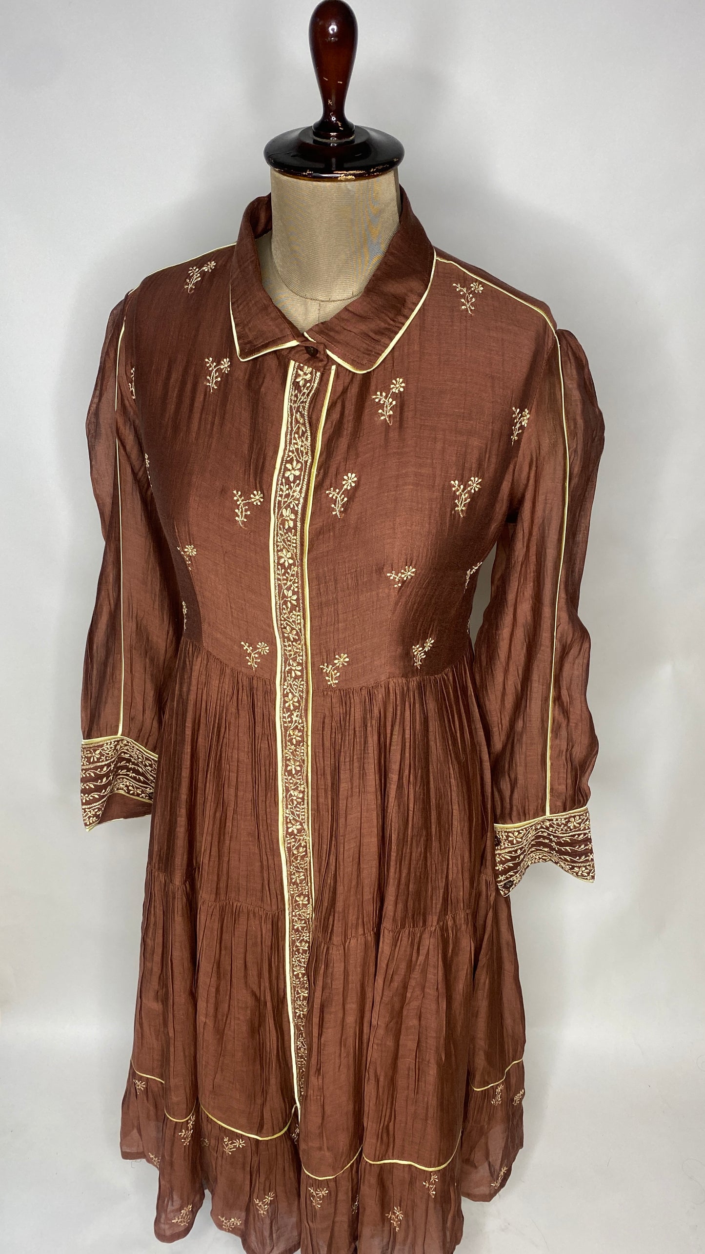 Coco Brown Flared Long Tier Dress