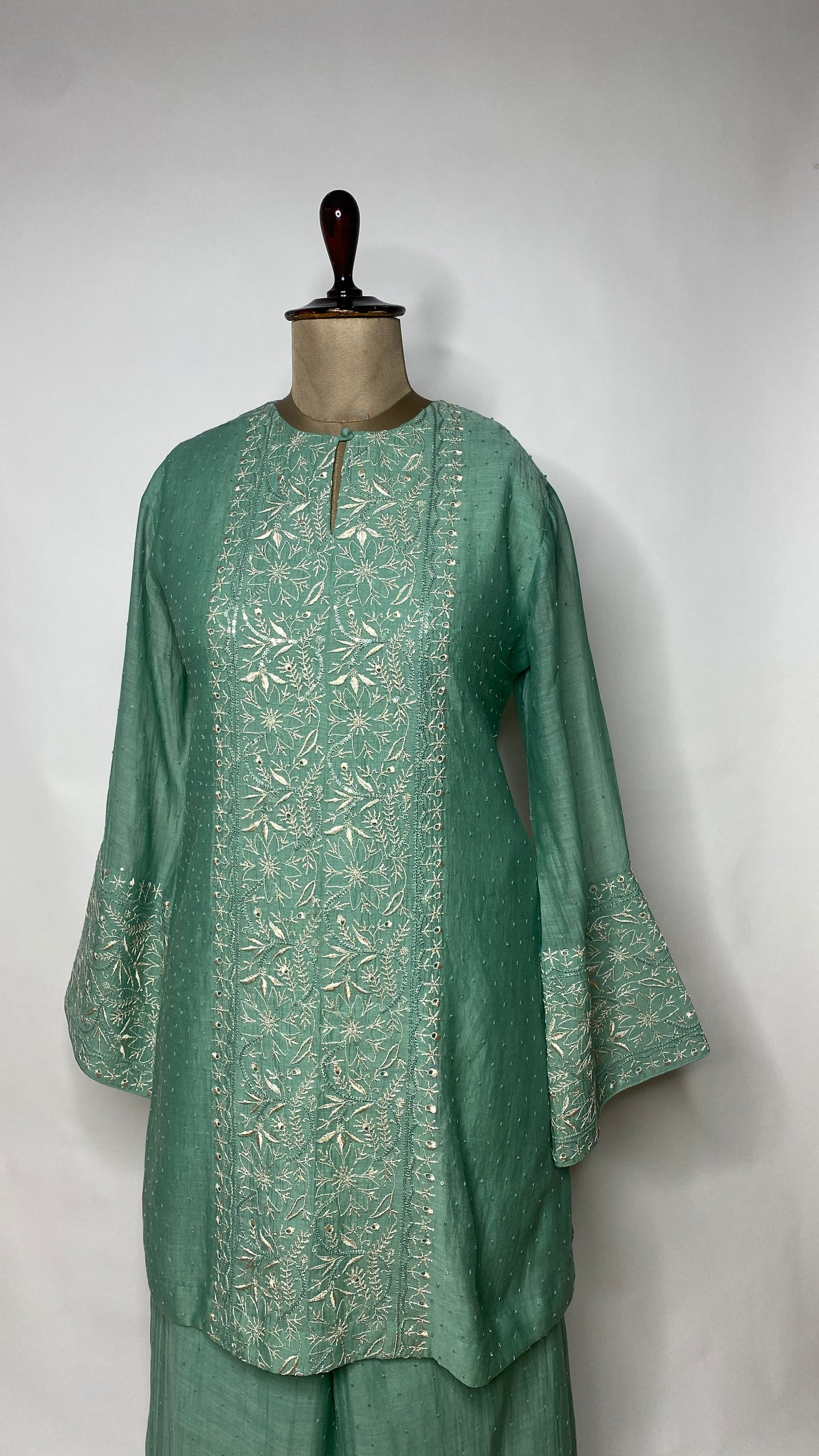 Sea Green Sequin & Chikankari Co-ord Set
