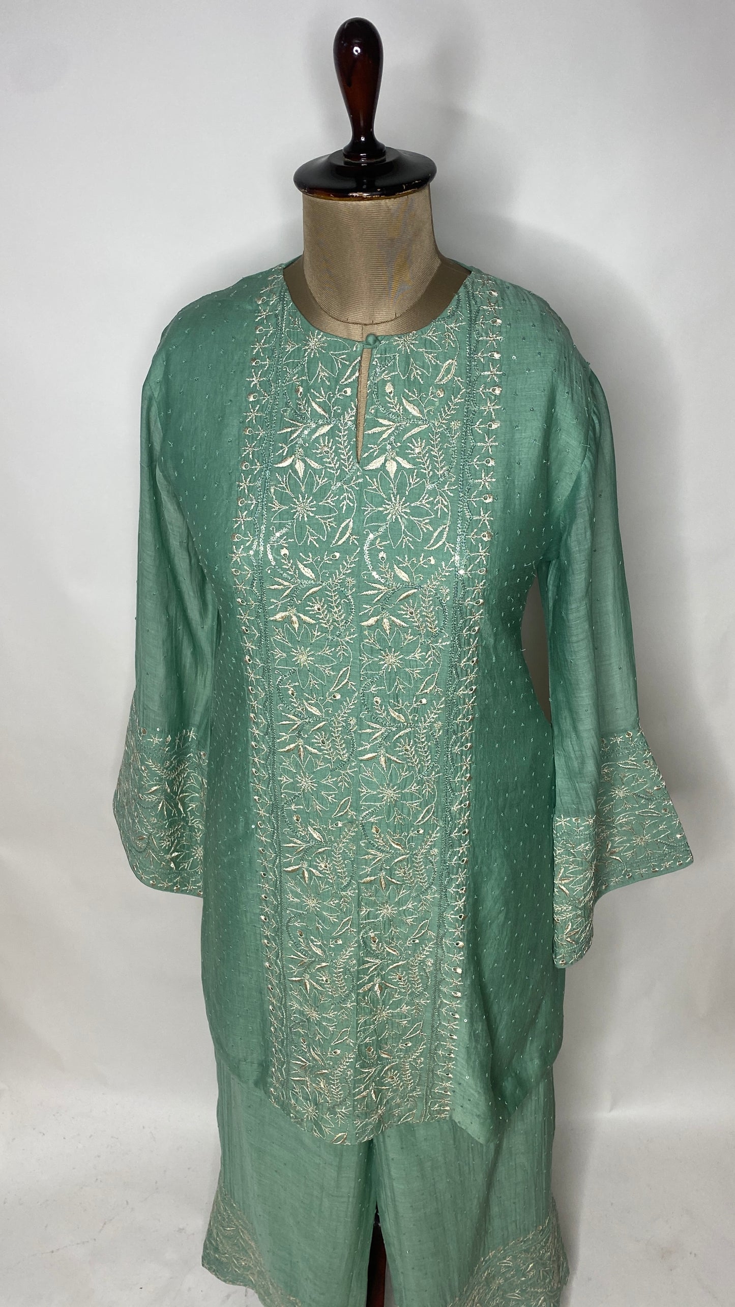 Sea Green Sequin & Chikankari Co-ord Set