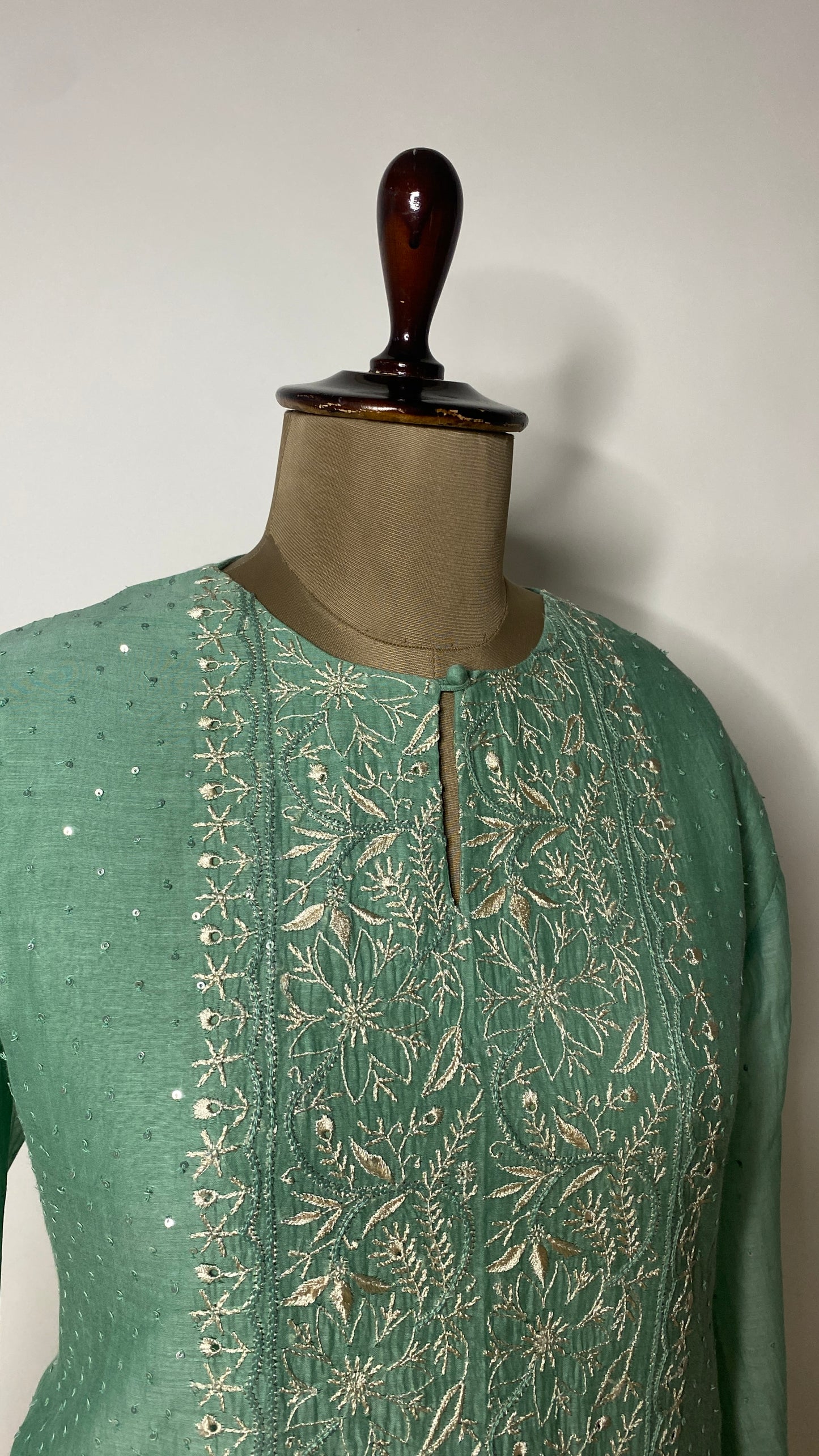 Sea Green Sequin & Chikankari Co-ord Set