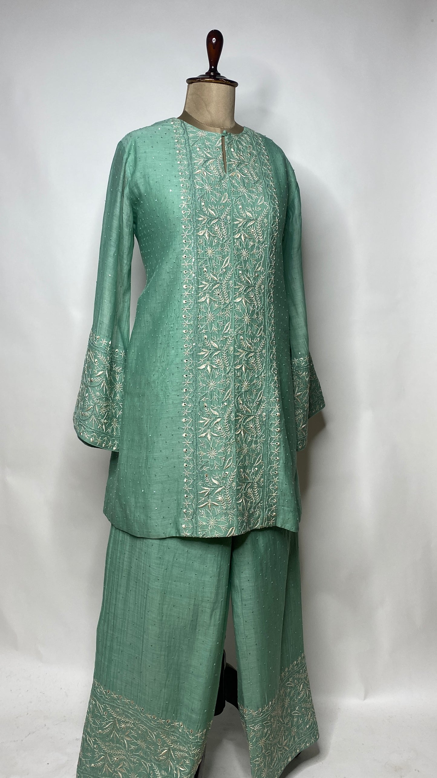 Sea Green Sequin & Chikankari Co-ord Set