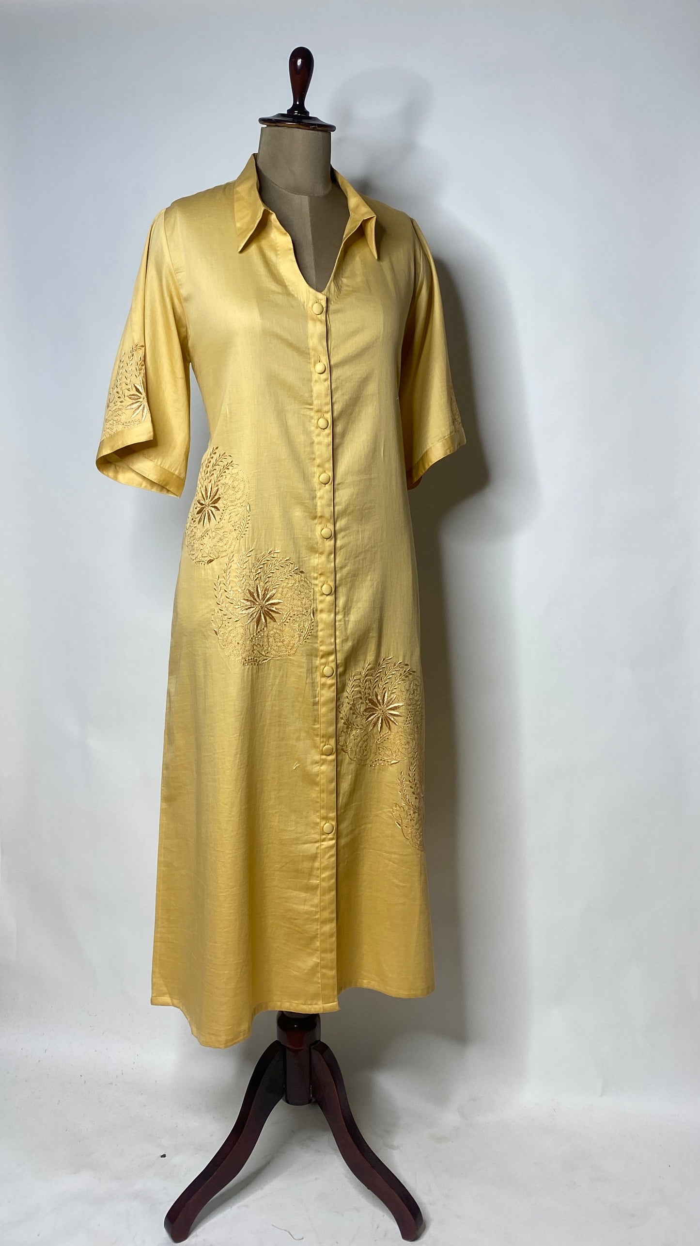 Amber Cotton Chikankari Long Shirt Dress