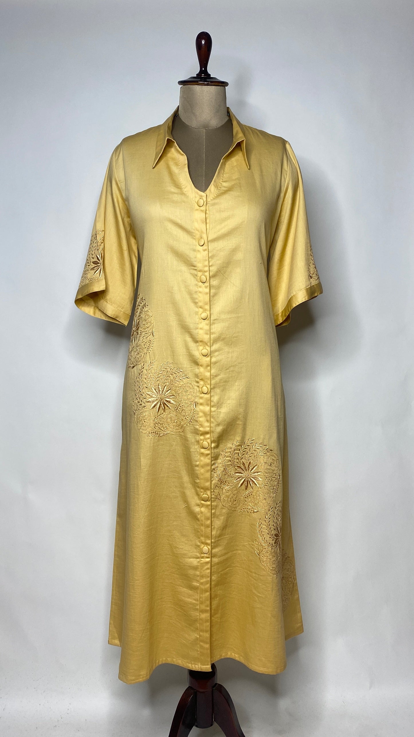 Amber Cotton Chikankari Long Shirt Dress