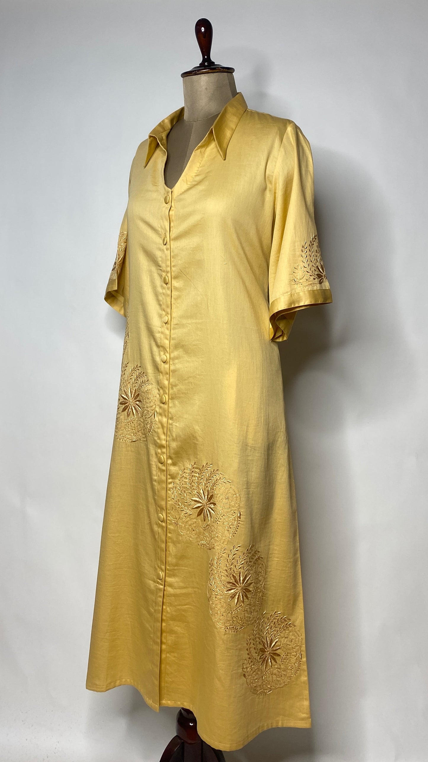 Amber Cotton Chikankari Long Shirt Dress