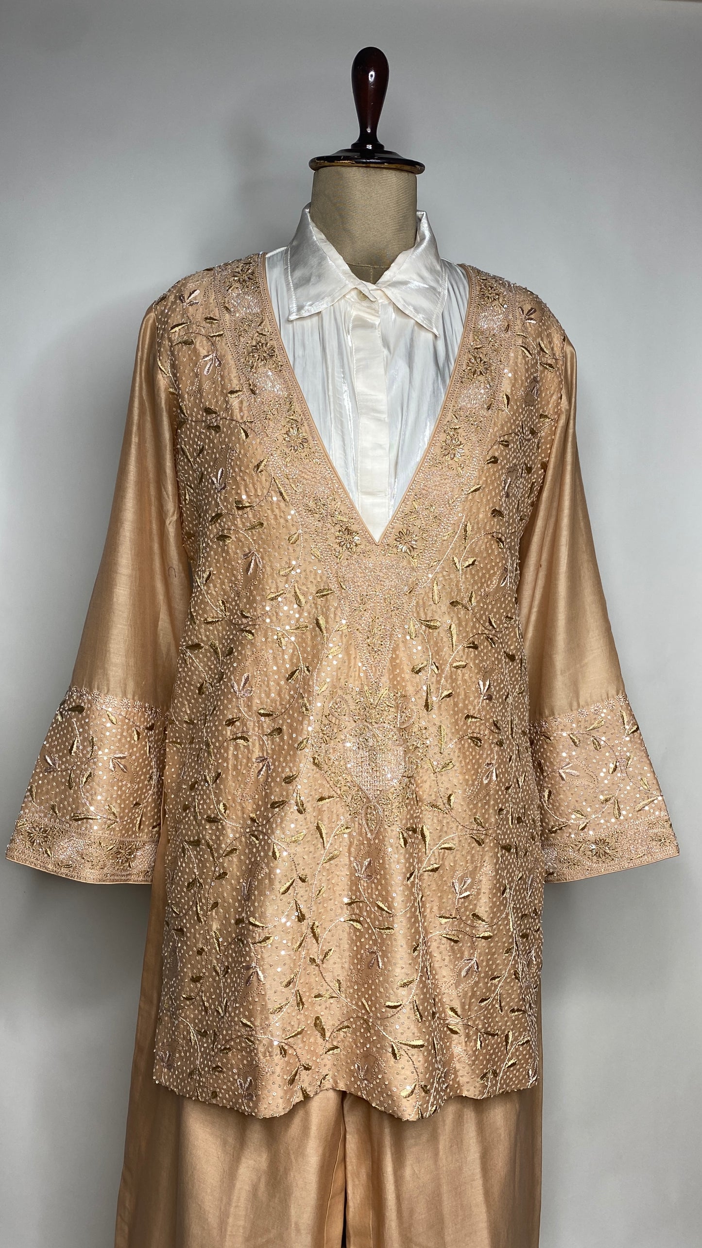 Warm Taupe Relaxed Fit Chikankari Co-ord Set
