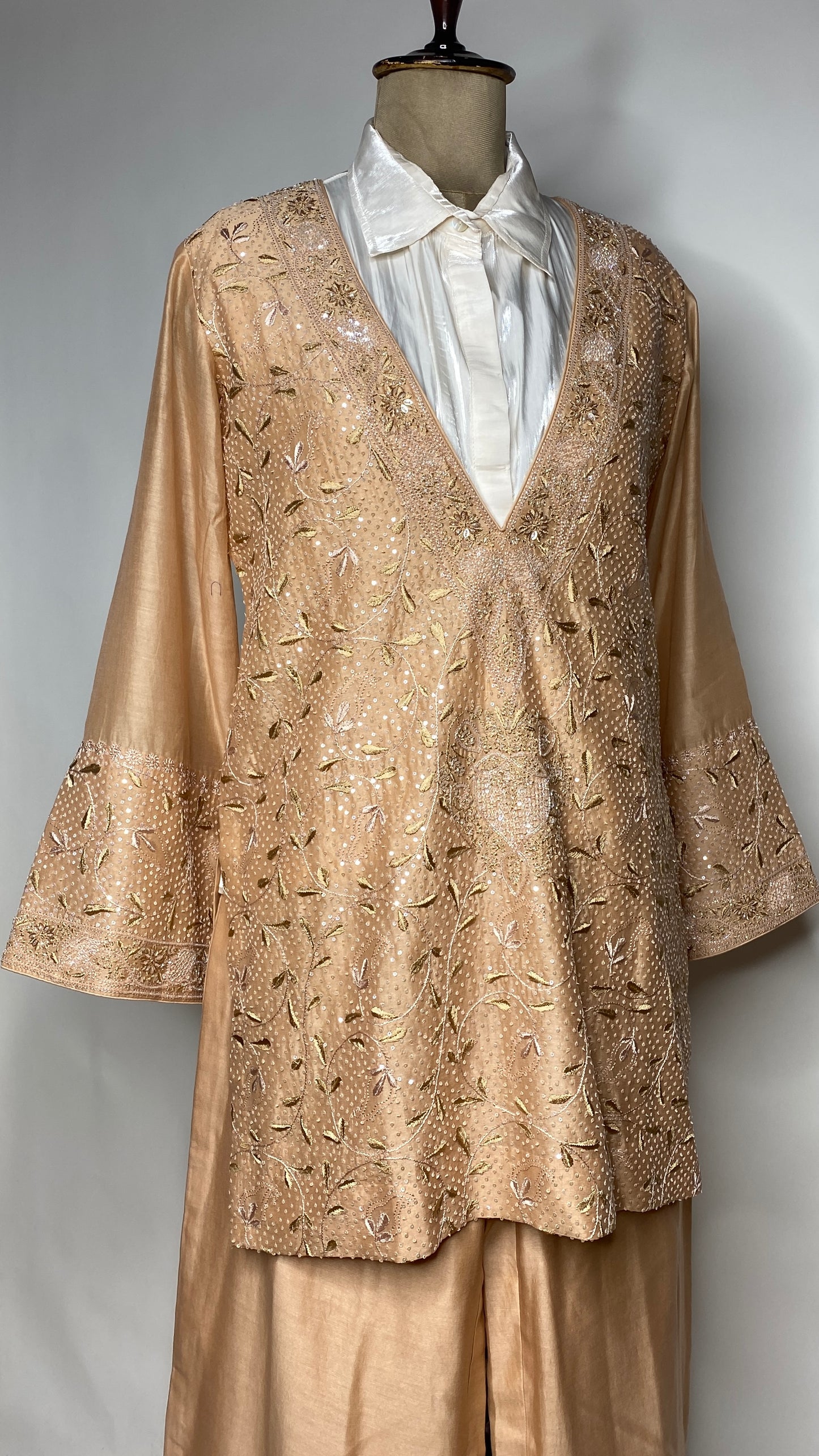 Warm Taupe Relaxed Fit Chikankari Co-ord Set