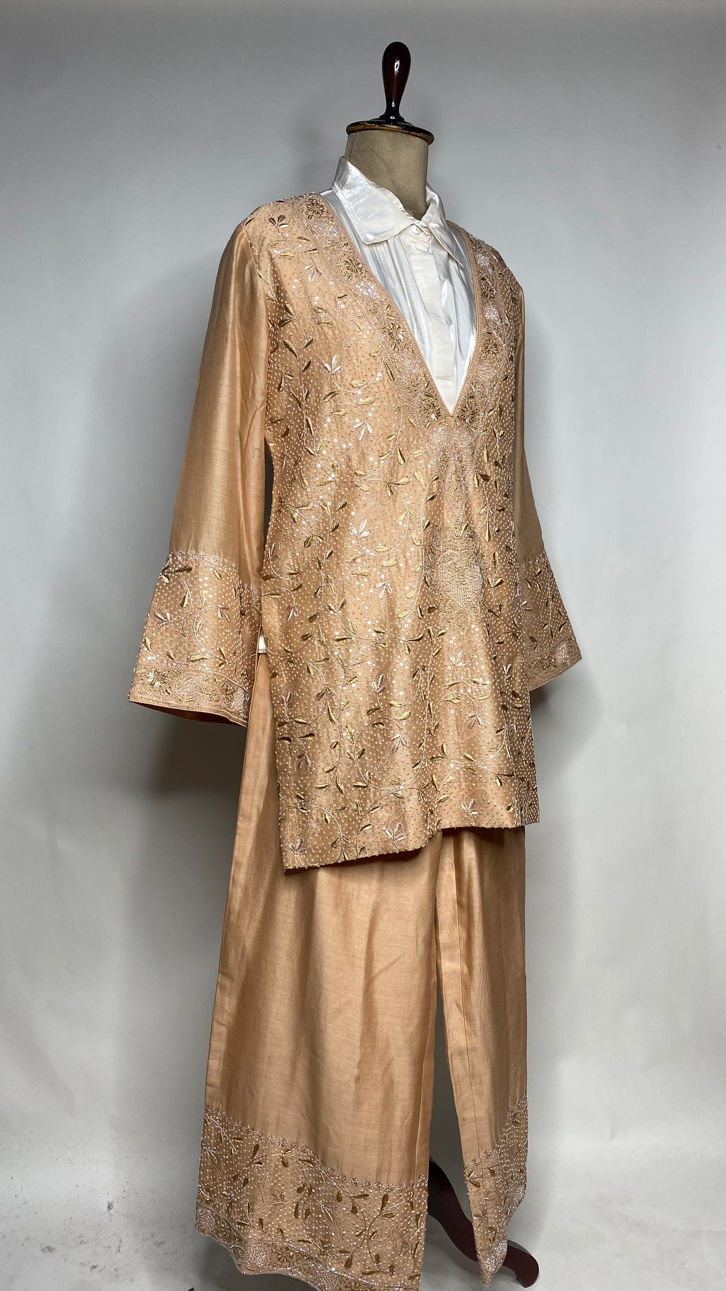 Warm Taupe Relaxed Fit Chikankari Co-ord Set