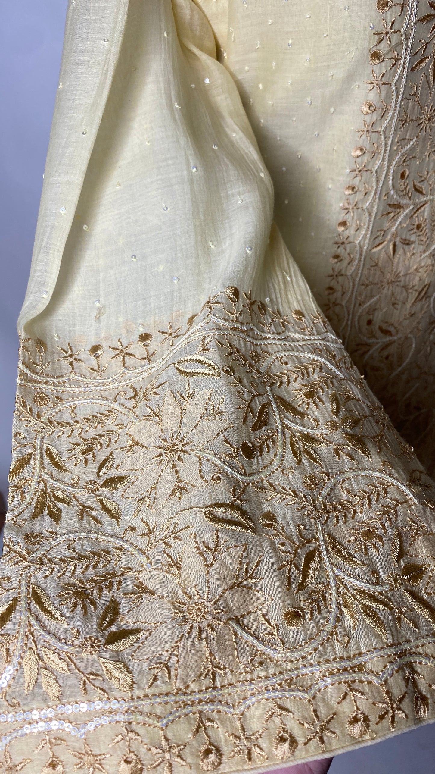 Butter Yellow Sequin & Chikankari Co-ord Set